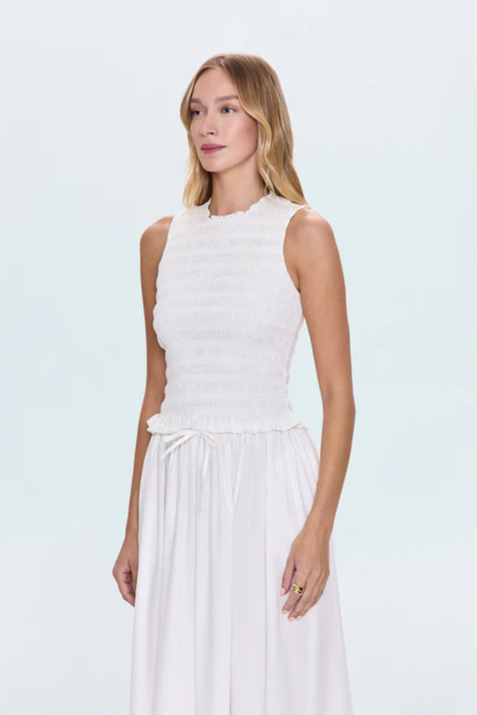 Phoebe Smocked Tank Top for Women | Elegant White Blouse | Summer Casual Wear, Beach Outfits & Date Night Dresses