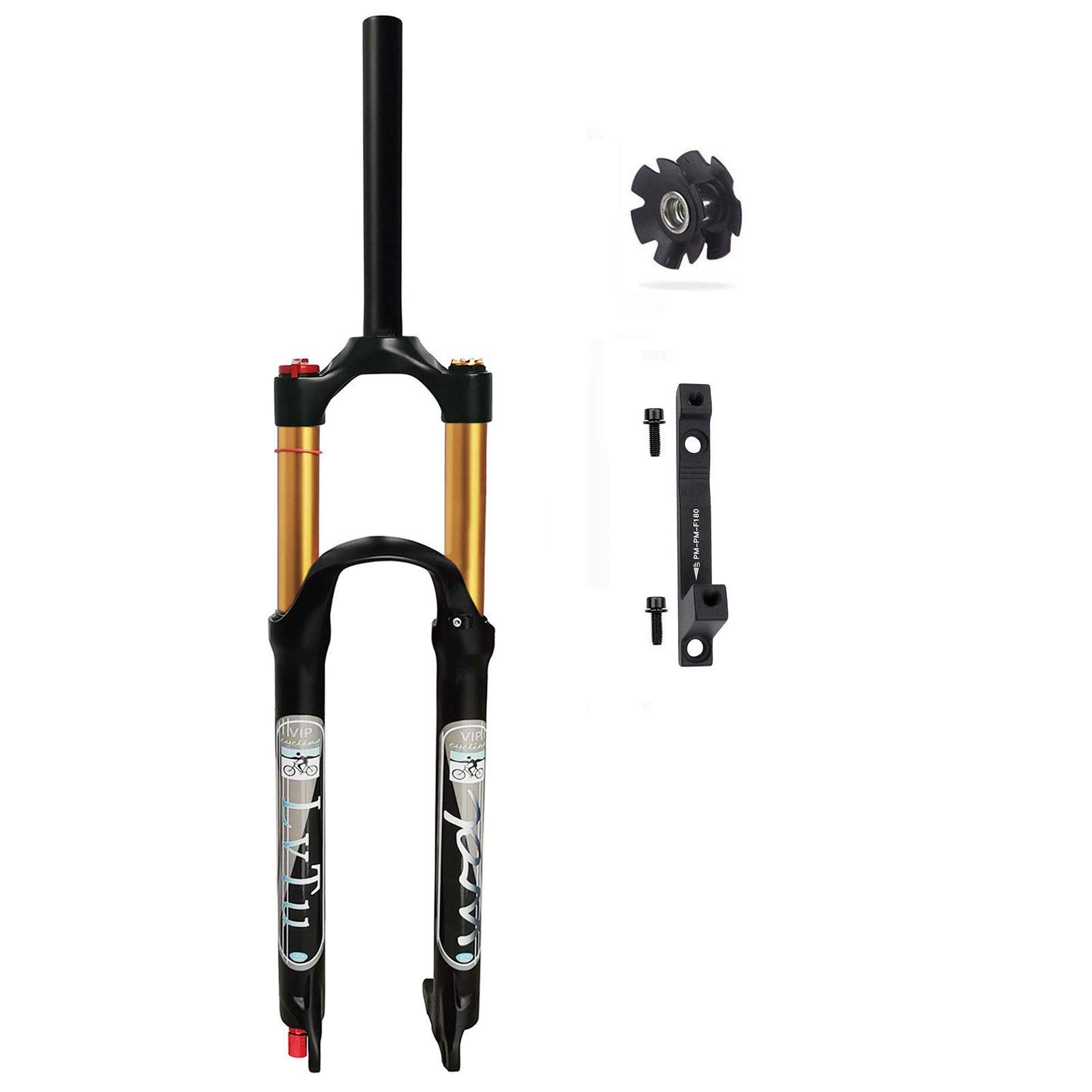 TYXTYX Magnesium Alloy Mountain Bike Suspension Fork - 26/27.5/29 Inch MTB Air Fork with 180mm Disc Brake Adapter | Straight Manual Lock Out | Perfect for Trail Riding, Downhill & Cross-Country Biking