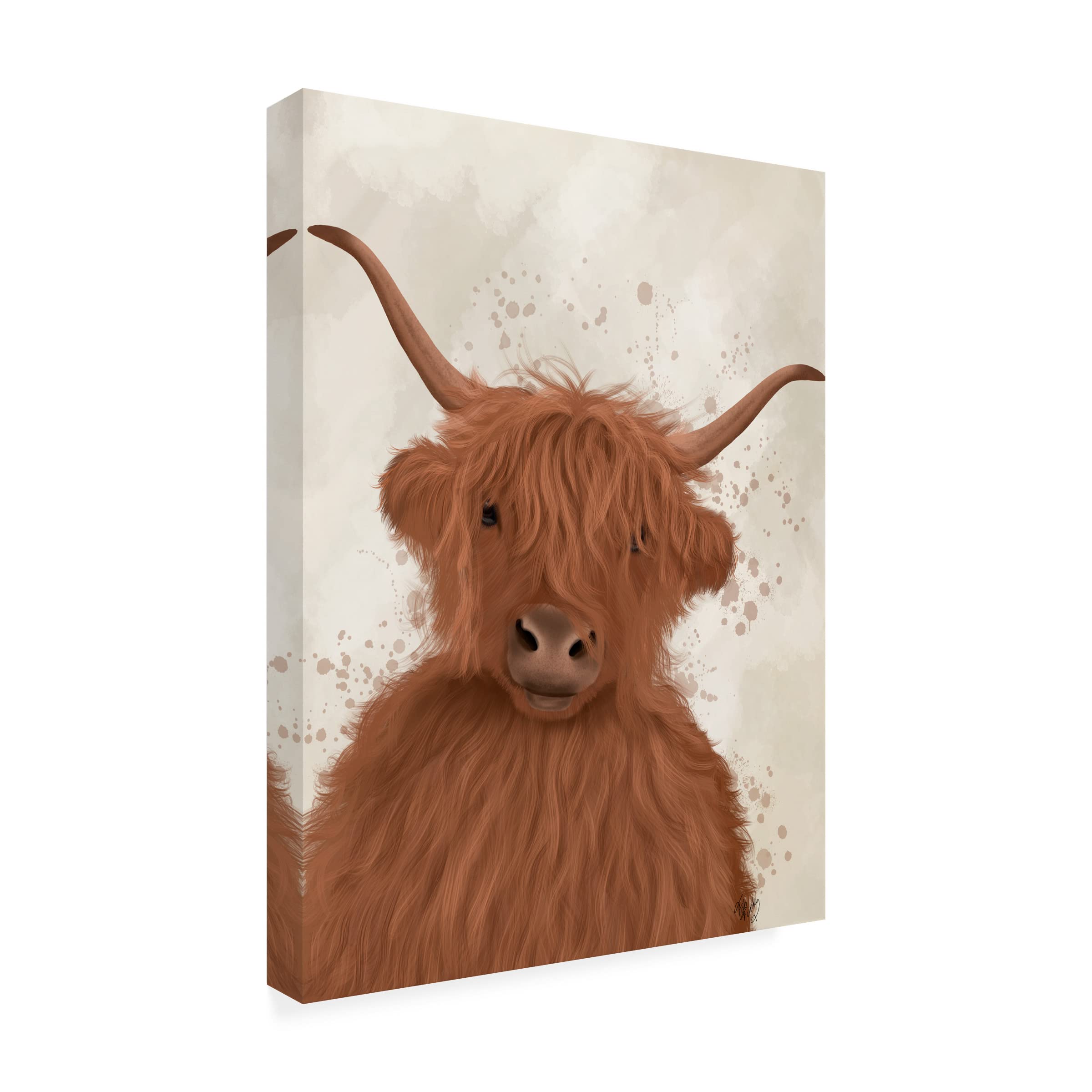 Fab Funky Highland Cow 8 Portrait Canvas Wall Art - Premium Trademark Fine Art Print for Home & Office Decor - Perfect for Living Room, Bedroom, or Gift