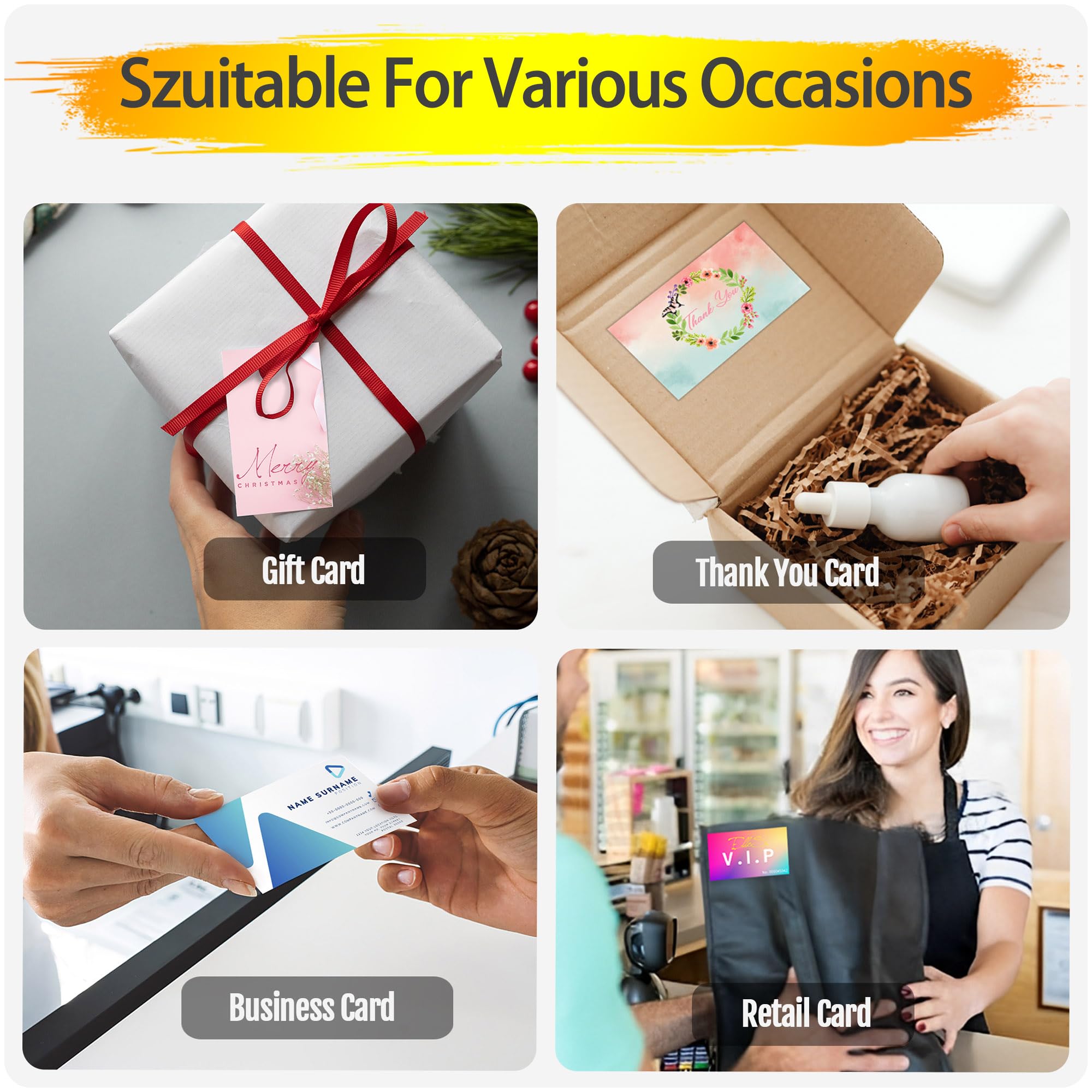 Premium Custom Business Cards with Logo - 100PCS Double-Sided Printable Personalized Business Cards for Small Business - 300GSM Waterproof Matte Finish - 3.5