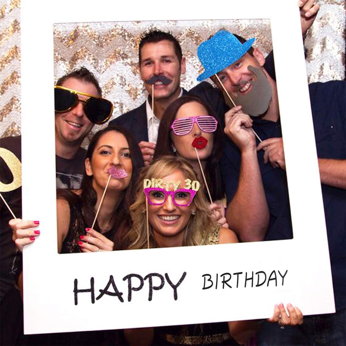 LUOEM Happy Birthday Party Photo Frame Prop - DIY Paper Picture Frame Cutouts for Photo Booth Decorations | Perfect for Birthday Parties, Baby Showers & Celebrations