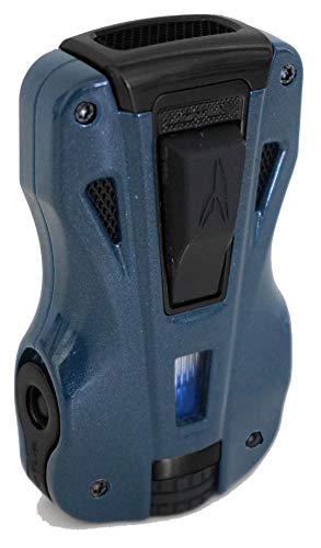 Lotus GT Twin Pinpoint Flame Lighter - Glossy Blue & Black Matte Refillable Butane Lighter for Cigars, Candles, BBQ & Outdoor Use