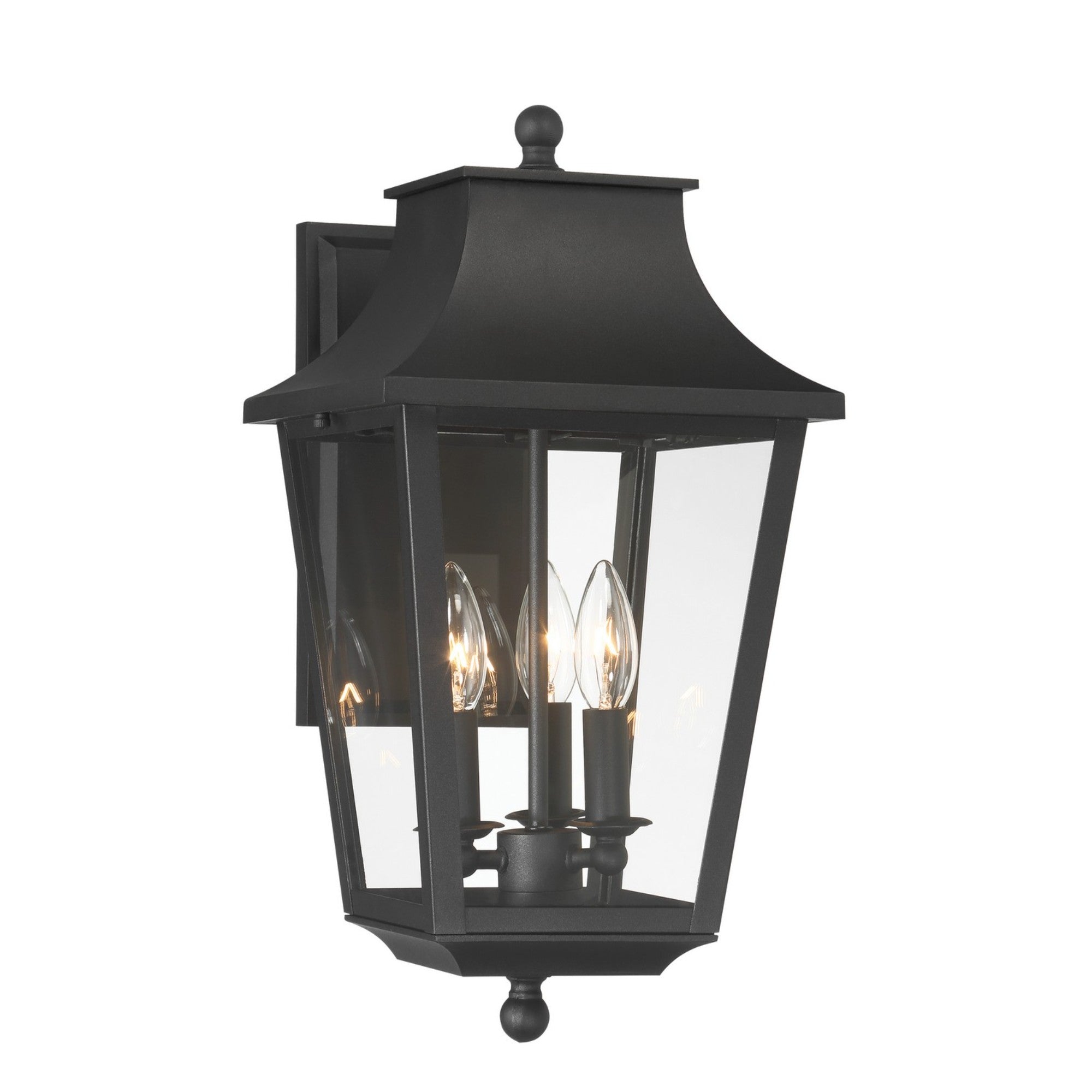 Altimeter 18 3-Light Outdoor Wall Sconce with Black Finish - Waterproof Exterior Lighting for Porch, Patio, and Garden