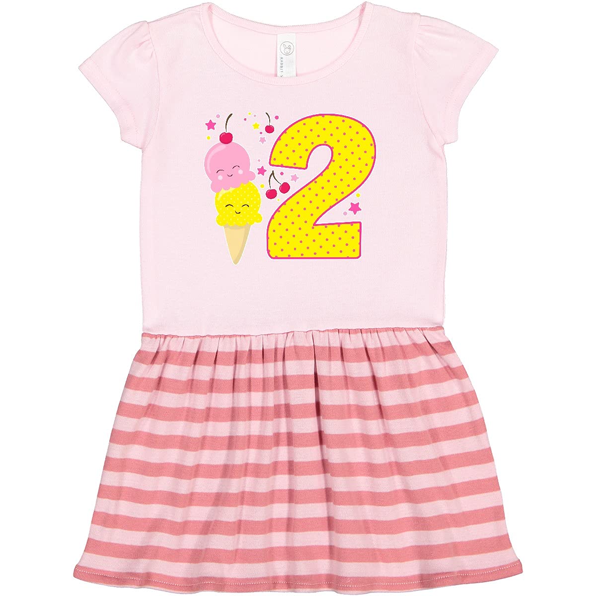 Inktastic Ice Cream Themed 2nd Birthday Pink Toddler Dress - Cute Outfit for Girls' Birthday Party, Photo Shoot & Summer Playdates