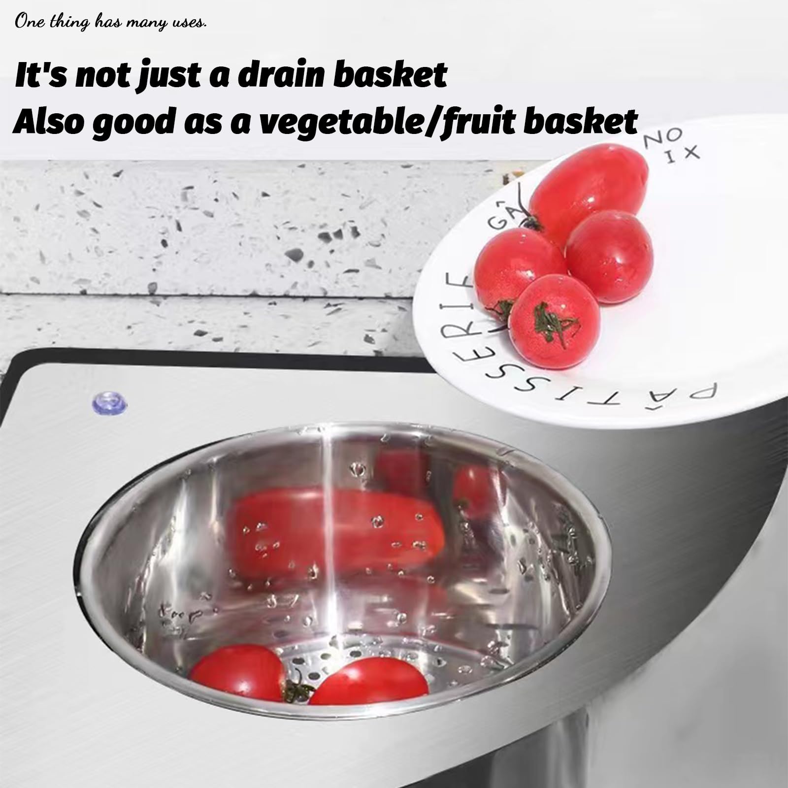 Stainless Steel Kitchen Sink Filter Basket - Hanging & Vertical Design for Food Waste, Vegetable & Fruit Cleaning | Durable Sink Strainer for Easy Kitchen Cleanup (1-Pack)
