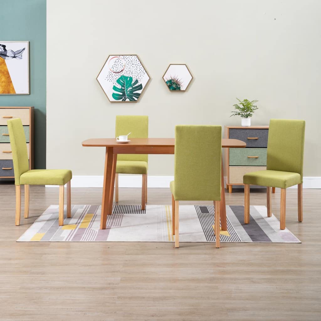 Stylish Green Fabric Dining Chairs Set of 4 - Modern Bistro Cafe Side Chairs for Kitchen, Patio, Restaurant & Home Decor - Comfortable Armchairs for Indoor/Outdoor Use