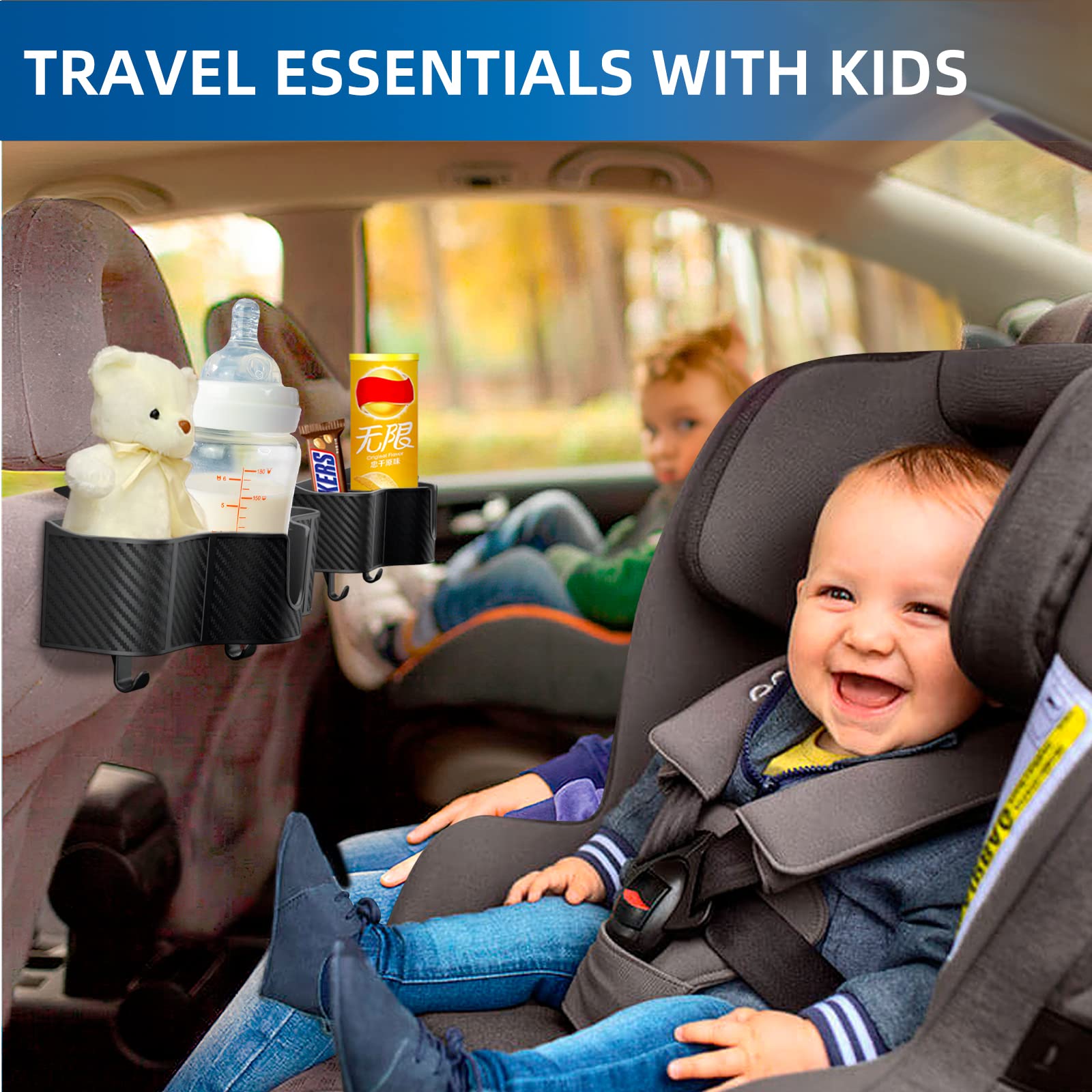 3-in-1 Car Headrest Backseat Organizer with 3.7