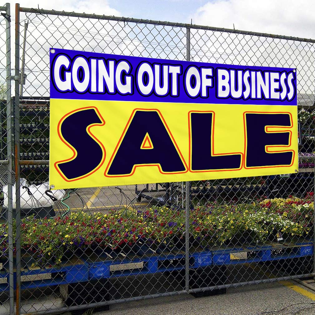 13 Oz Vinyl Going Out of Business Banner - 4ft x 8ft with 8 Grommets | Durable Store Closing Sign for Retail Sales, Liquidation Events & Business Clearance
