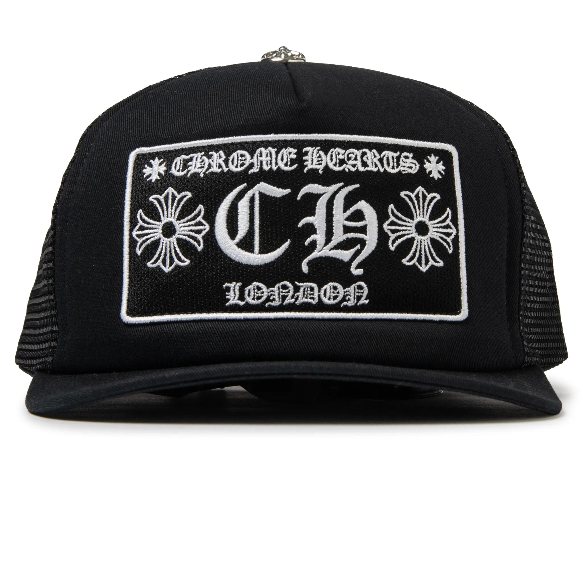 Chrome Hearts CH London Black Trucker Cap - Stylish Unisex Baseball Hat for Men & Women - Perfect for Streetwear, Casual Outfits & Fashion Accessories