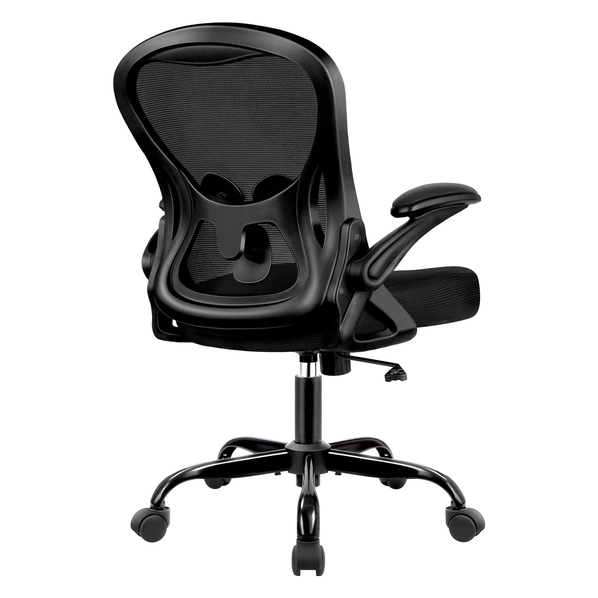 Ergonomic Mesh Office Chair with Adjustable Lumbar Support - Breathable Swivel Computer Desk Chair, Mid Back Task Chair with Flip-Up Armrests for Home & Office Workspace - Perfect for Long Hours of Sitting, Gaming, or Remote Work (Black)