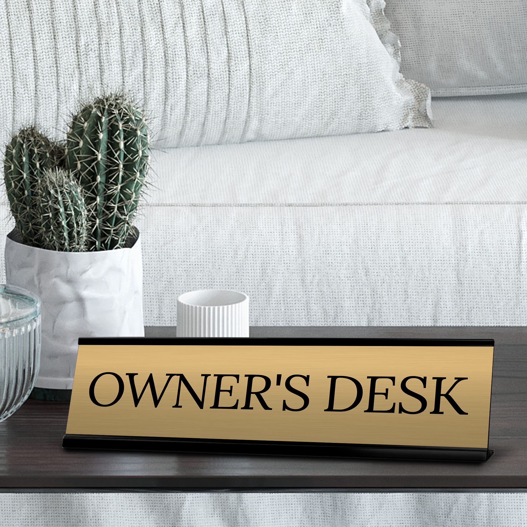 Personalized Owner's Desk Sign - 2x8 Inch Black Frame Office Decor - Perfect Gift for Bosses, Entrepreneurs & Office Professionals - Ideal for Desks, Workstations & Corporate Gifting