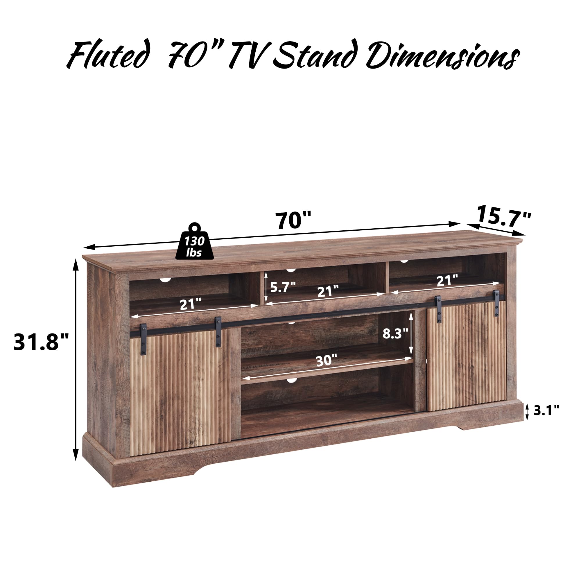 Modern Fluted TV Stand for 80 Inch TVs - 32