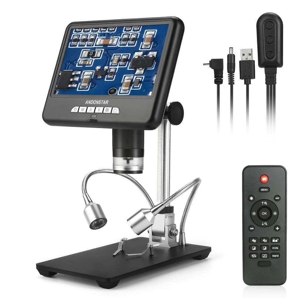 3-in-1 Digital Microscope with 7 Inch Screen & Long Working Distance - AD207 PCB Repair Microscope for Soldering, Phone Repair & Circuit Board Inspection | Includes Image Rotation Feature | Ideal for Electronics Hobbyists, Jewelry Appraisal & Industrial Quality Control