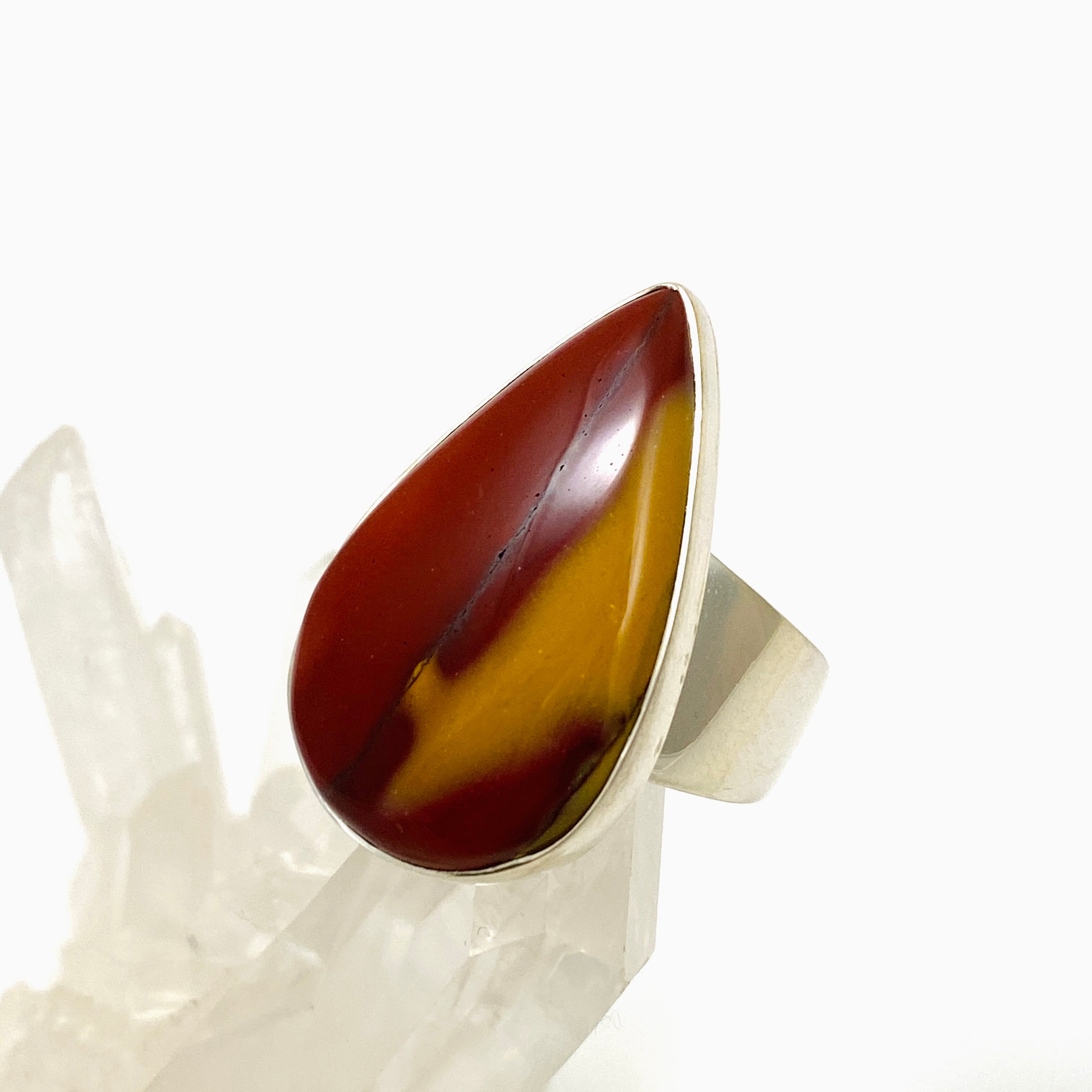 Natural Mookaite Teardrop Cabochon Sterling Silver Ring Size 7 - KRGJ3390 | Handmade Jewelry for Women, Boho Chic Accessory, Gift for Her, Perfect for Everyday Wear & Special Occasions