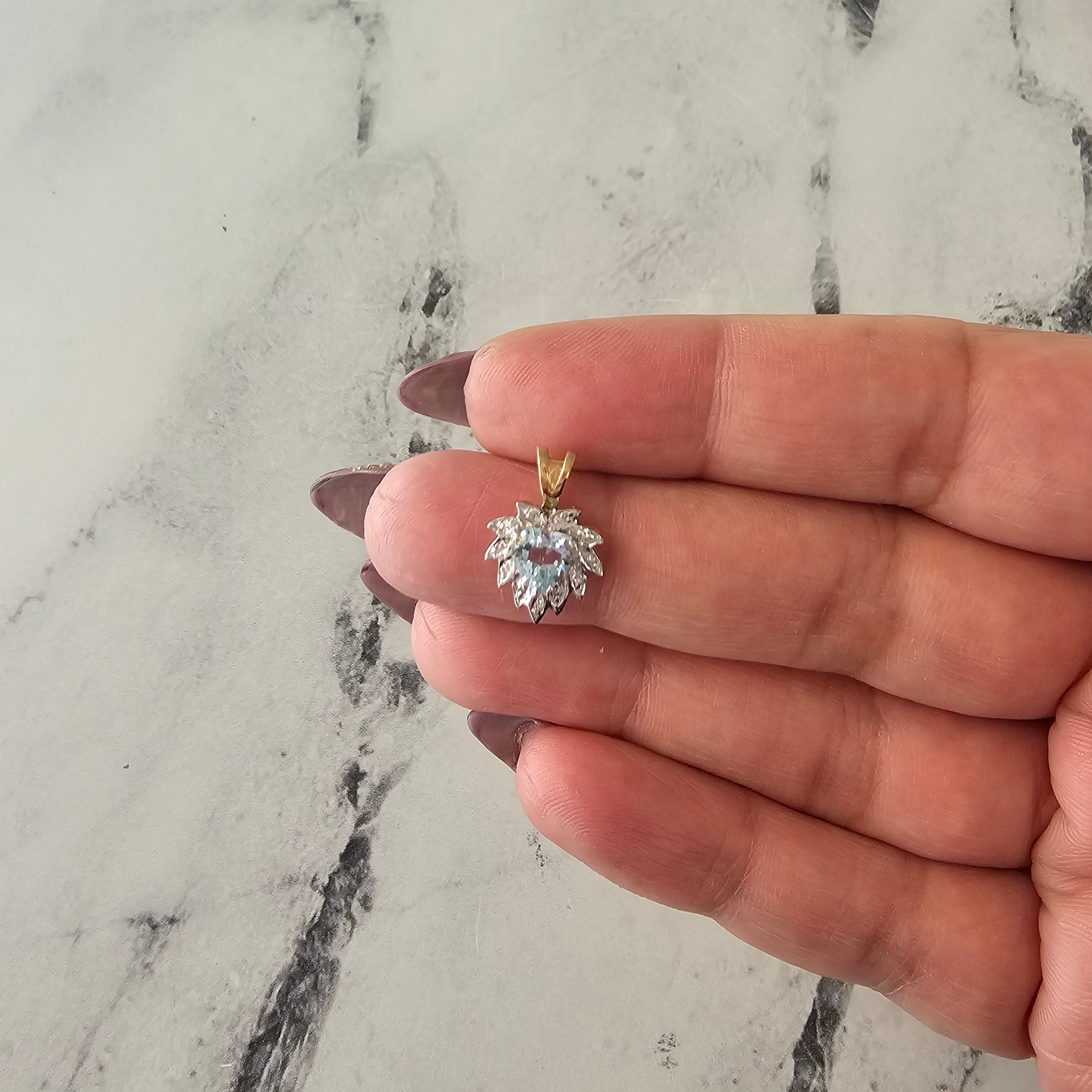 Elegant Heart Shaped Aquamarine Necklace with Pave Diamond Halo - Perfect for Valentine's Day Gifts, Anniversary Jewelry & Romantic Occasions