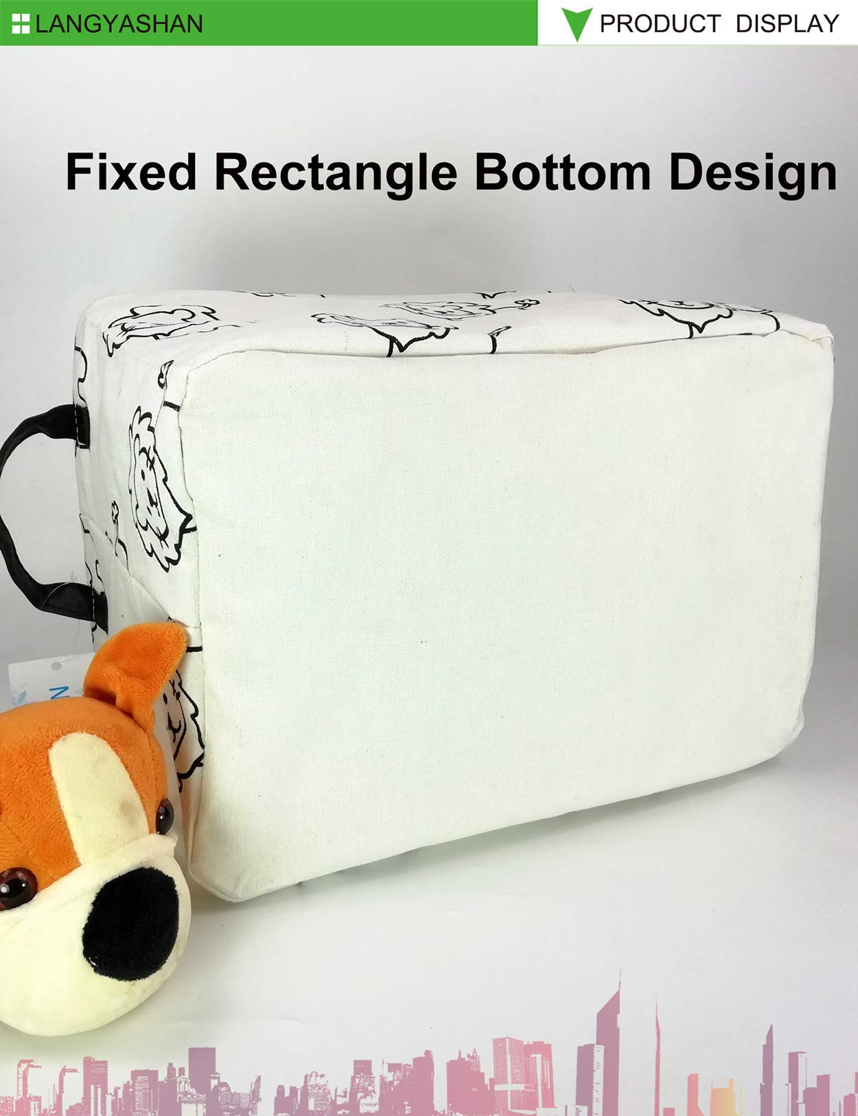 Collapsible Rectangular Storage Bin with Handles - Foldable Canvas Fabric Organizer Basket for Home, Kitchen, Toys & Office (Lion Pattern) - Perfect for Kids' Room, Closet Shelves & Toy Organization