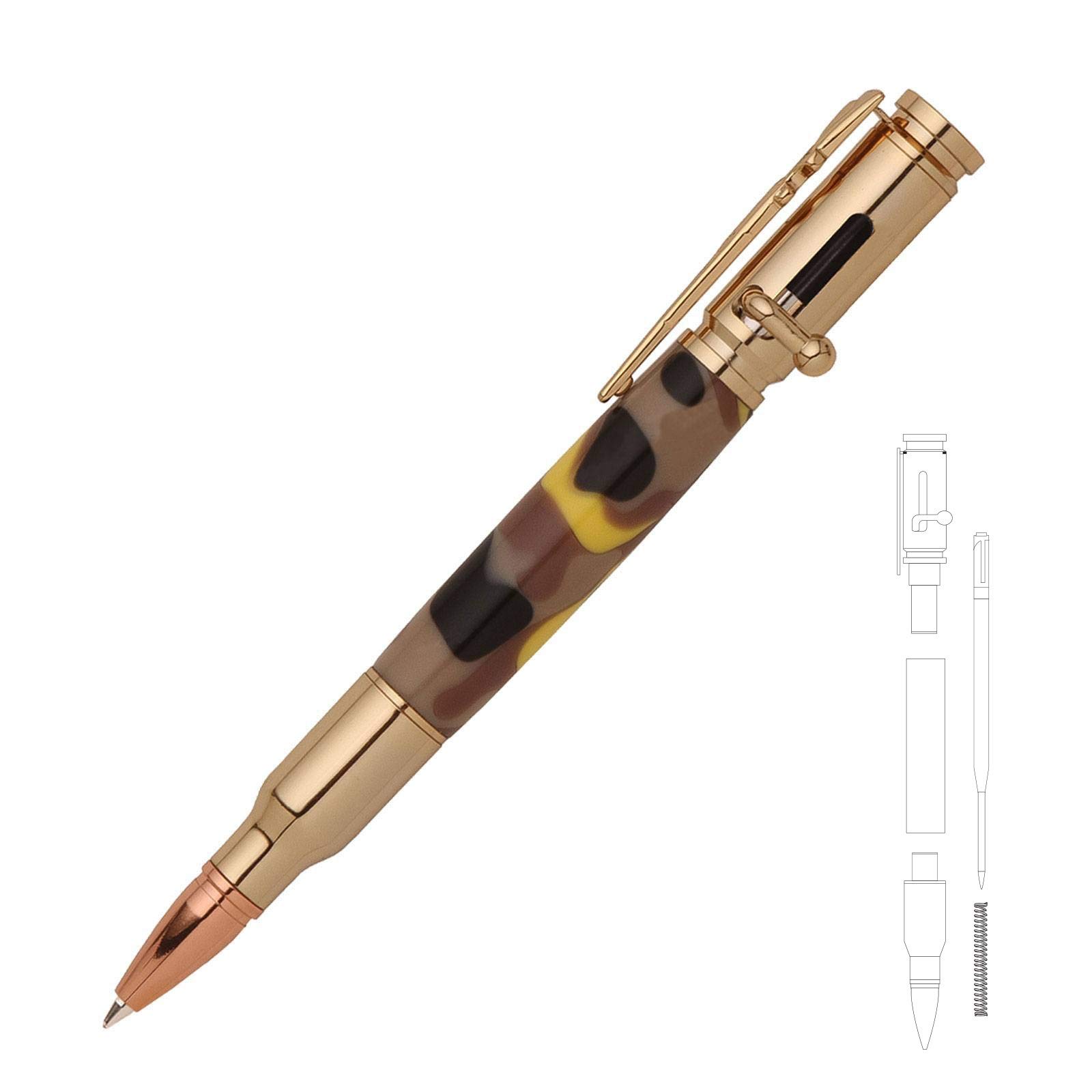 Penn State Industries PKCP8000 Bolt Action 30 Cal Ballpoint Pen Kit - Wood Turning Pen Making Project (10-Pack, Gold) - Perfect for DIY Woodworking, Unique Gifts & Office Supplies