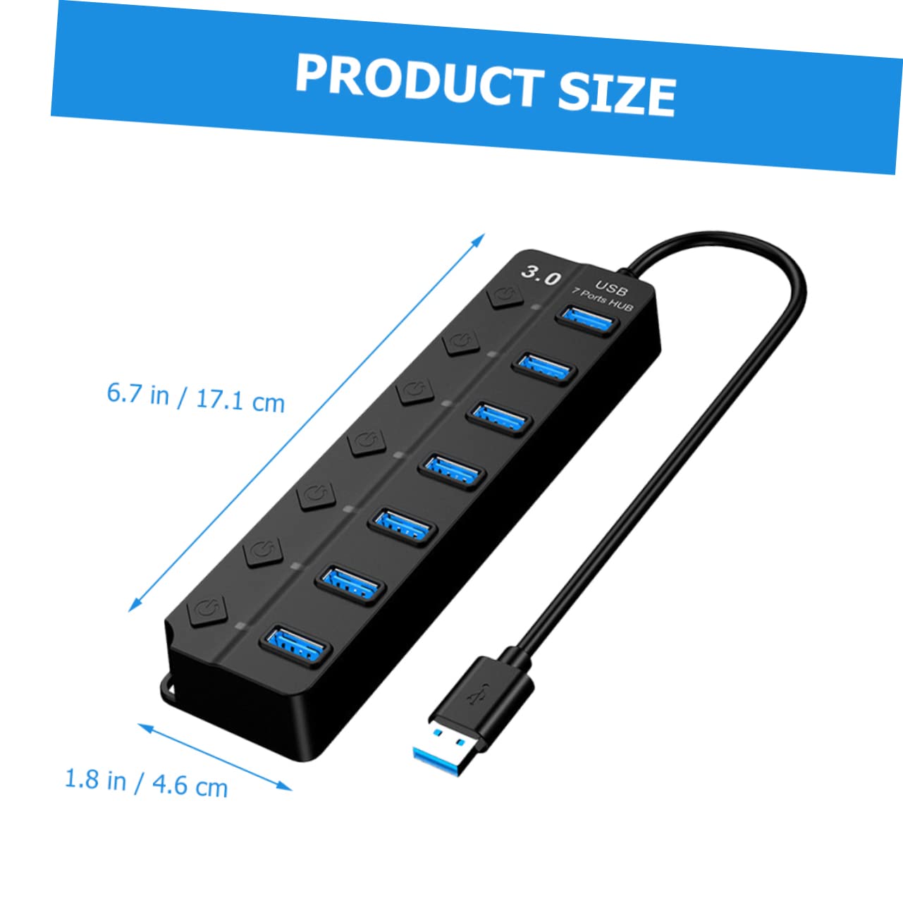 Jojofuny 3-Port USB Hub Expander Adapter with 7 Ports - High-Speed USB Extension Cable for Laptop, PC, Computer - Perfect for Home Office, Gaming & Multi-Device Charging