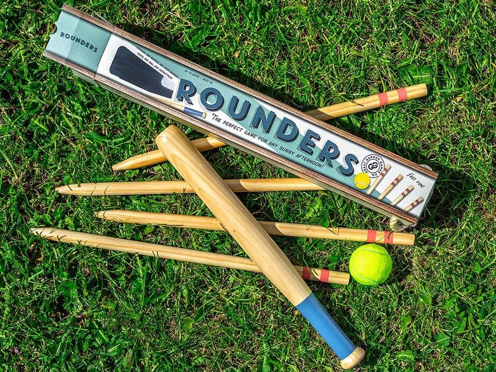 Premium Wooden Rounders Set - Complete Outdoor Garden Game with Bat, Ball & Posts - Perfect for Backyard, Park, and Beach Fun - Great for Family Gatherings & Summer Parties