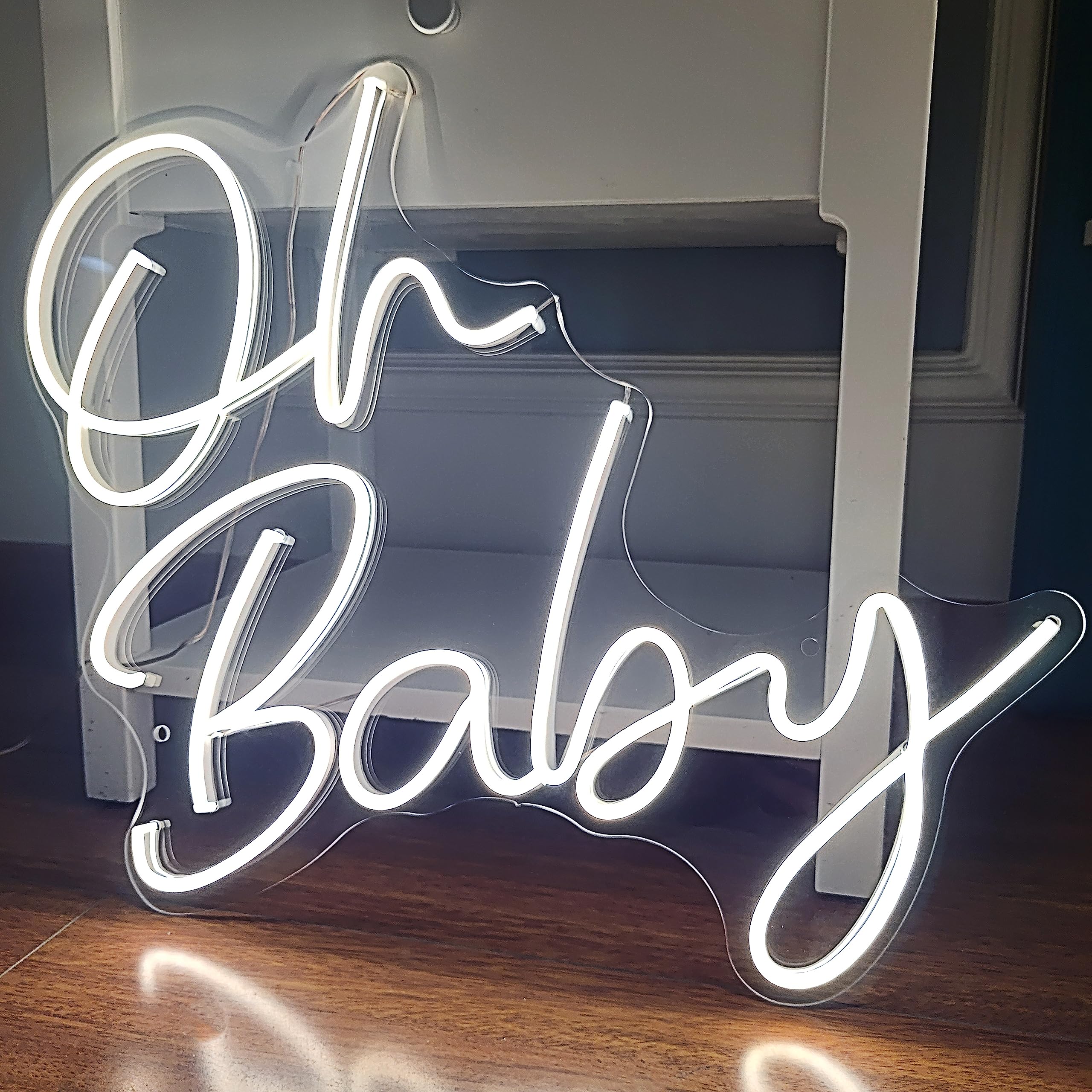 Oh Baby Neon Sign - 21.5x20 Inch Large LED Light Up Sign for Baby Shower Decor, Gender Reveal Party, Nursery Wall Decor & Birthday Backdrop - Perfect for Bedroom, Living Room & Event Decorations