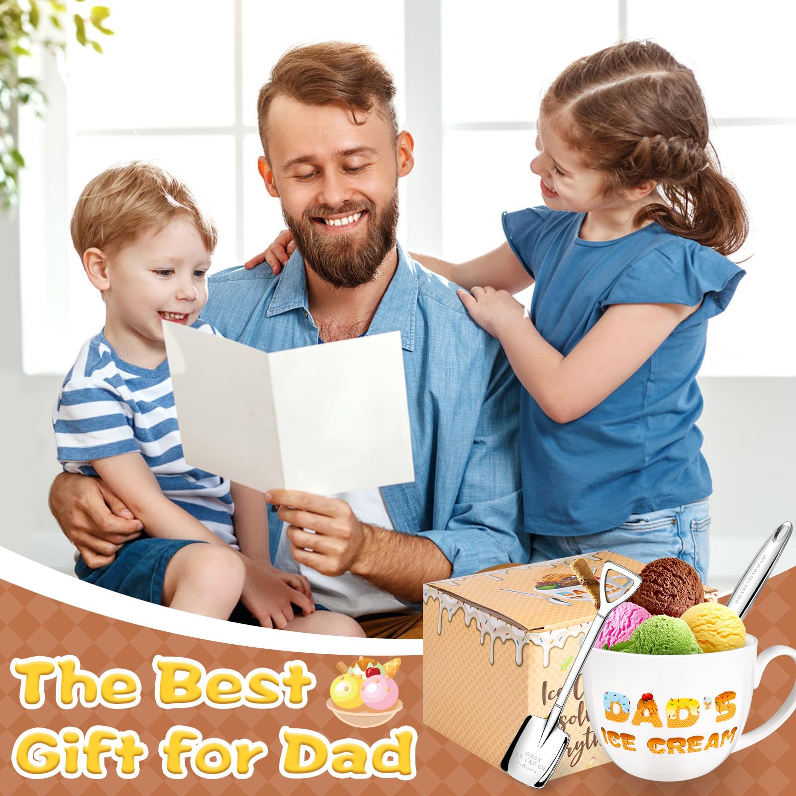 Personalized Dad Gifts - Custom 24oz Ice Cream Bowl for Father's Day, Birthday & Anniversary - Unique Present for Dad, Stepdad & Father-in-Law from Daughter, Son or Wife - Perfect for Sundaes, Snacks & Family Dessert Time