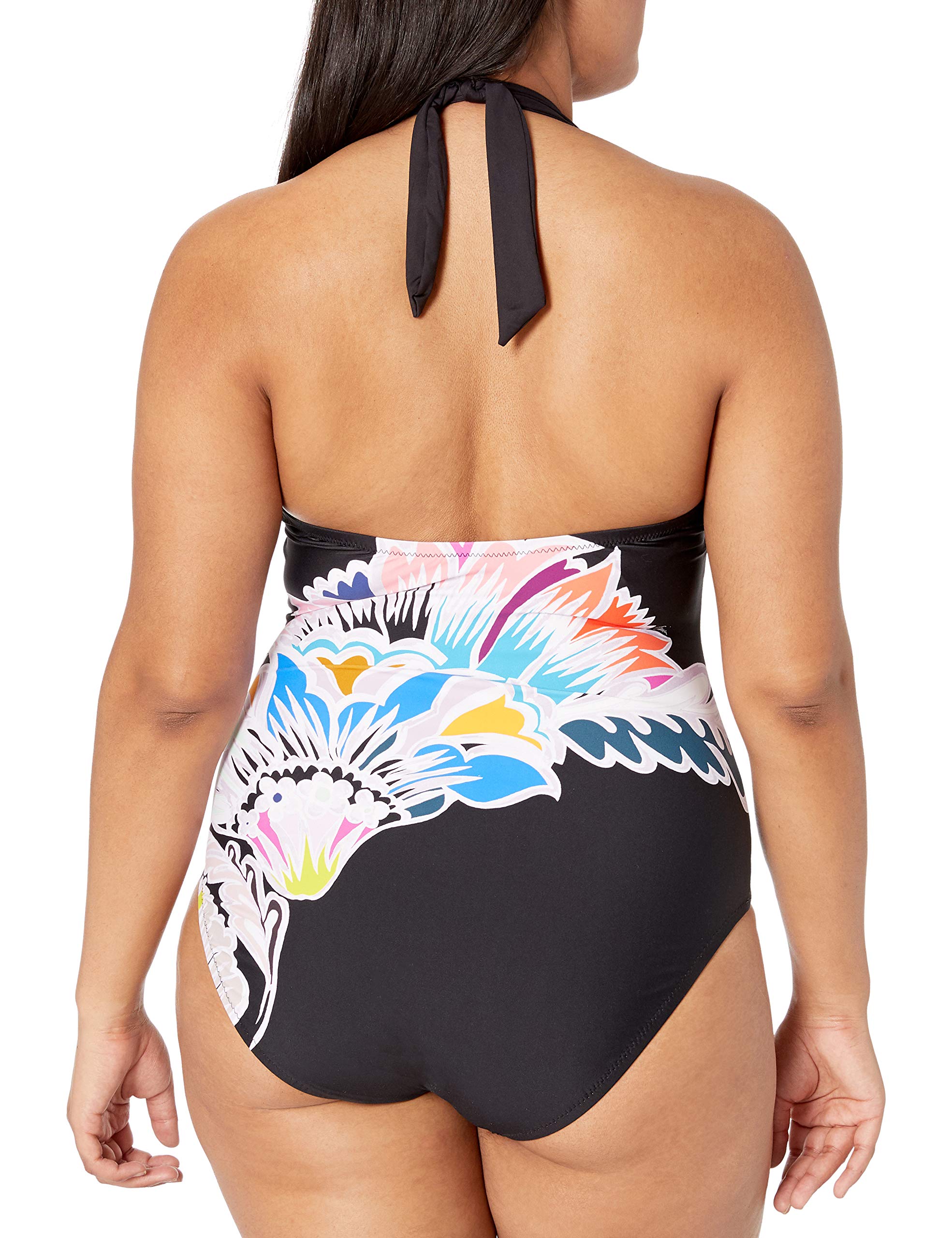 Trina Turk Women's High Neck Halter One Piece Swimsuit - Stylish Bathing Suit for Beach, Pool & Vacation | UPF 50+ Sun Protection Swimwear