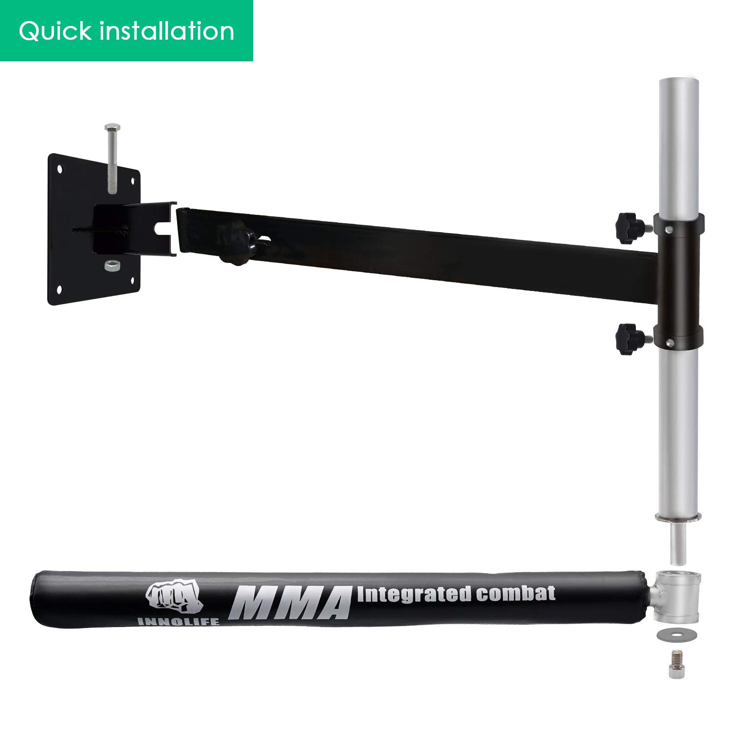 InnoLife Wall Mount MMA Boxing Speed Trainer Punching Spinning Bar - Improve Reflexes & Hand-Eye Coordination for Home Gym & Martial Arts Training