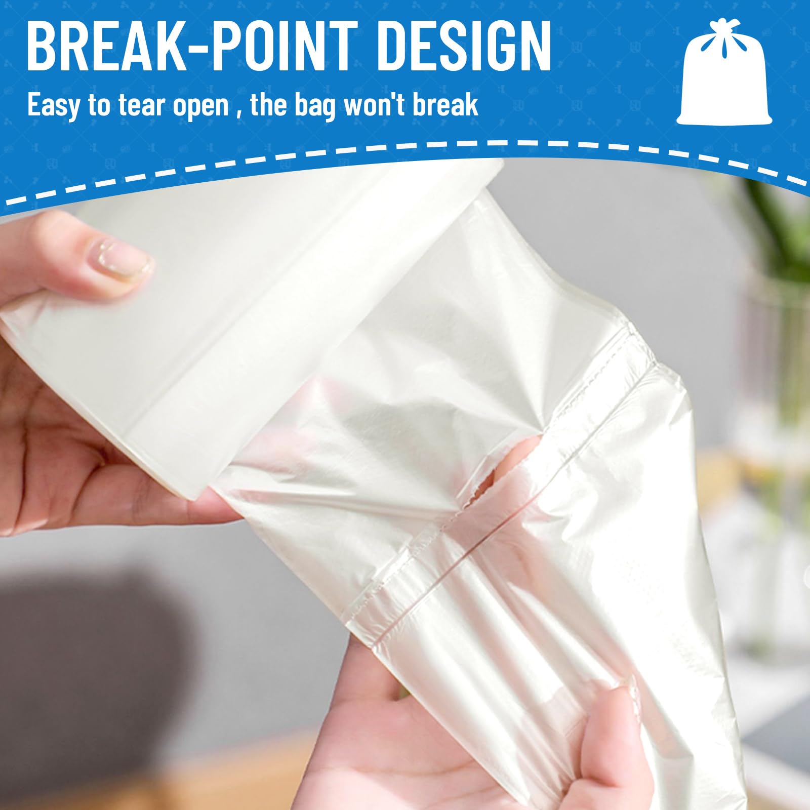 4 Gallon Small Trash Bags - 100 Count Unscented Mini Garbage Bags for Bathroom, Office, Bedroom & Car - White Small Trash Can Liners for Waste Bins & Small Spaces