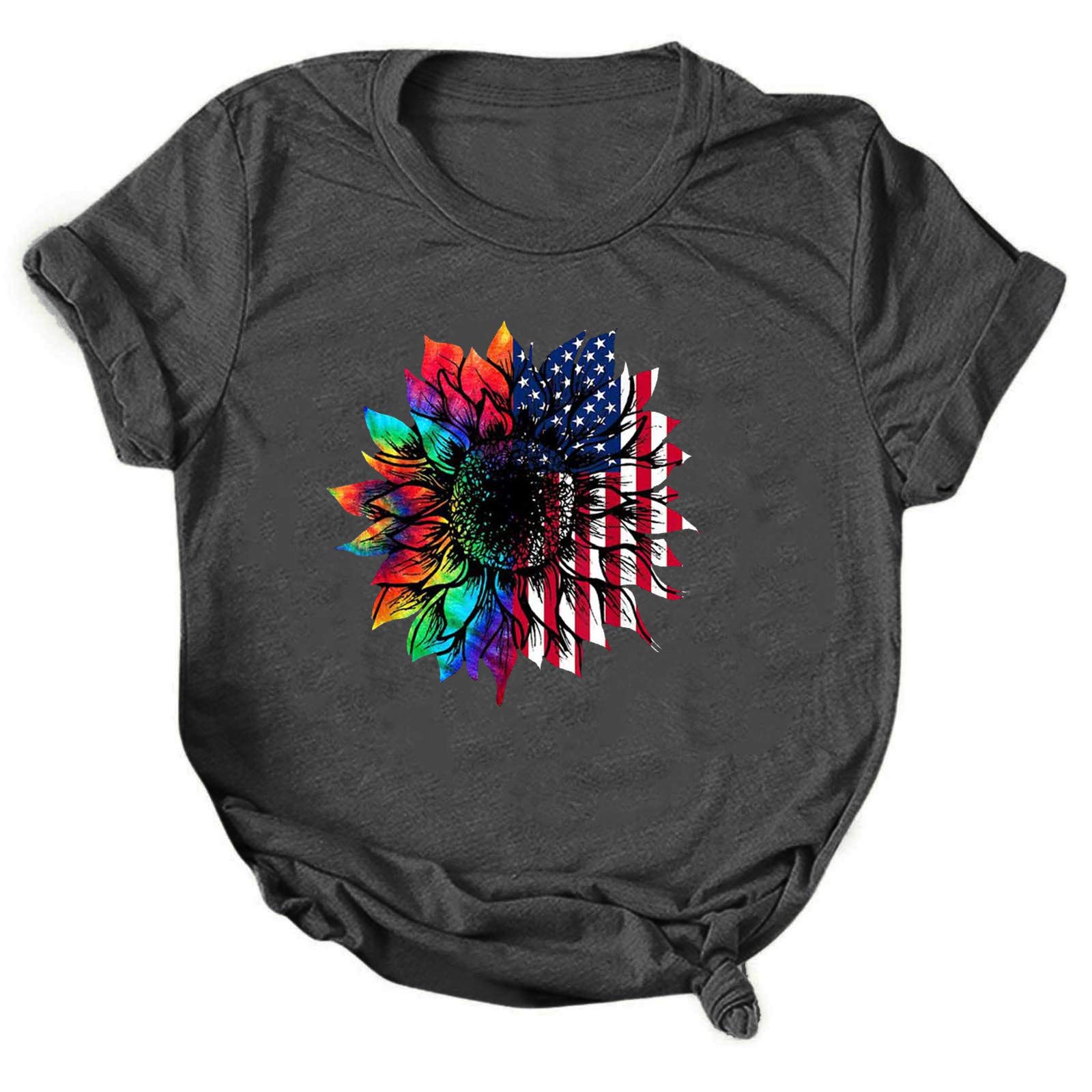 Women's Printed Casual Loose Round Neck Short Sleeve T-Shirt - Comfortable Blouse for Workout & Everyday Wear | Perfect for Gym, Yoga, Running and Daily Outfits