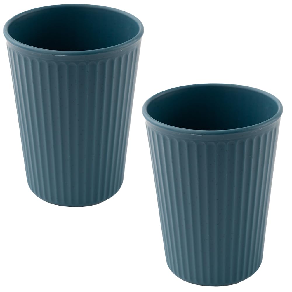 Irida Naturals 2-Pack Wheat Straw & Bamboo Fiber Reusable Cups - 12oz Unbreakable Eco-Friendly Drinkware for Coffee, Tea, Juice - Microwave, Freezer & Dishwasher Safe (Blue) - Perfect for Home, Office, Picnics & Outdoor Adventures