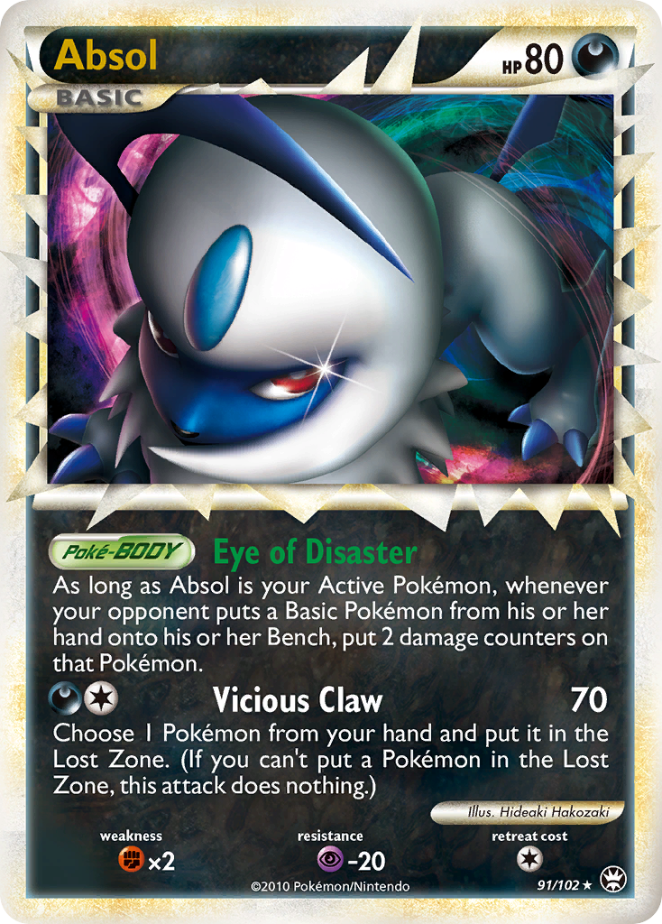 Absol (91/102) Pokemon HeartGold & SoulSilver: Triumphant Trading Card - Collectible for Battles & Deck Building