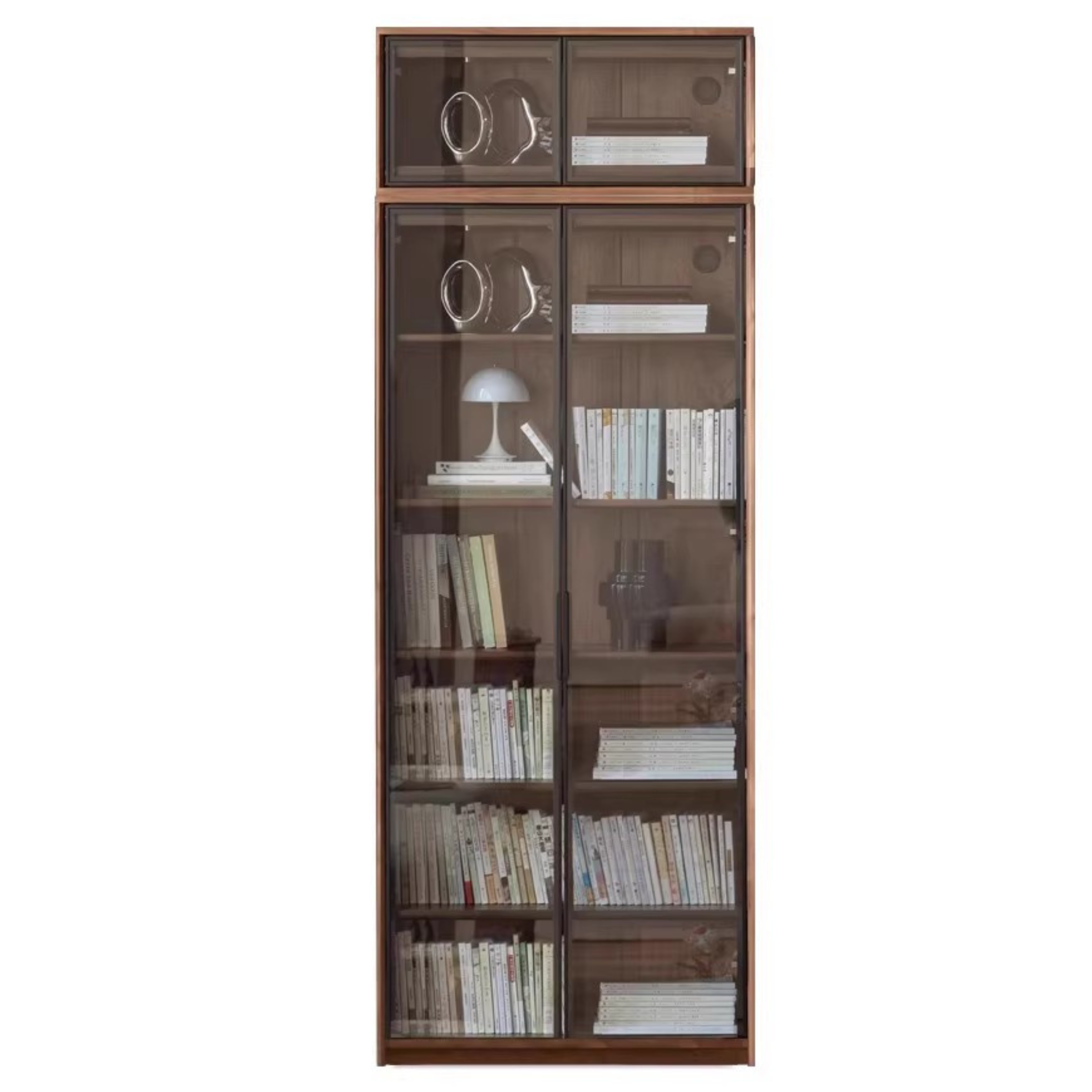 Black Walnut Solid Wood Bookcase - Free Standing Adjustable Bookshelf for Living Room, Office & Study | Modern Home Storage Furniture