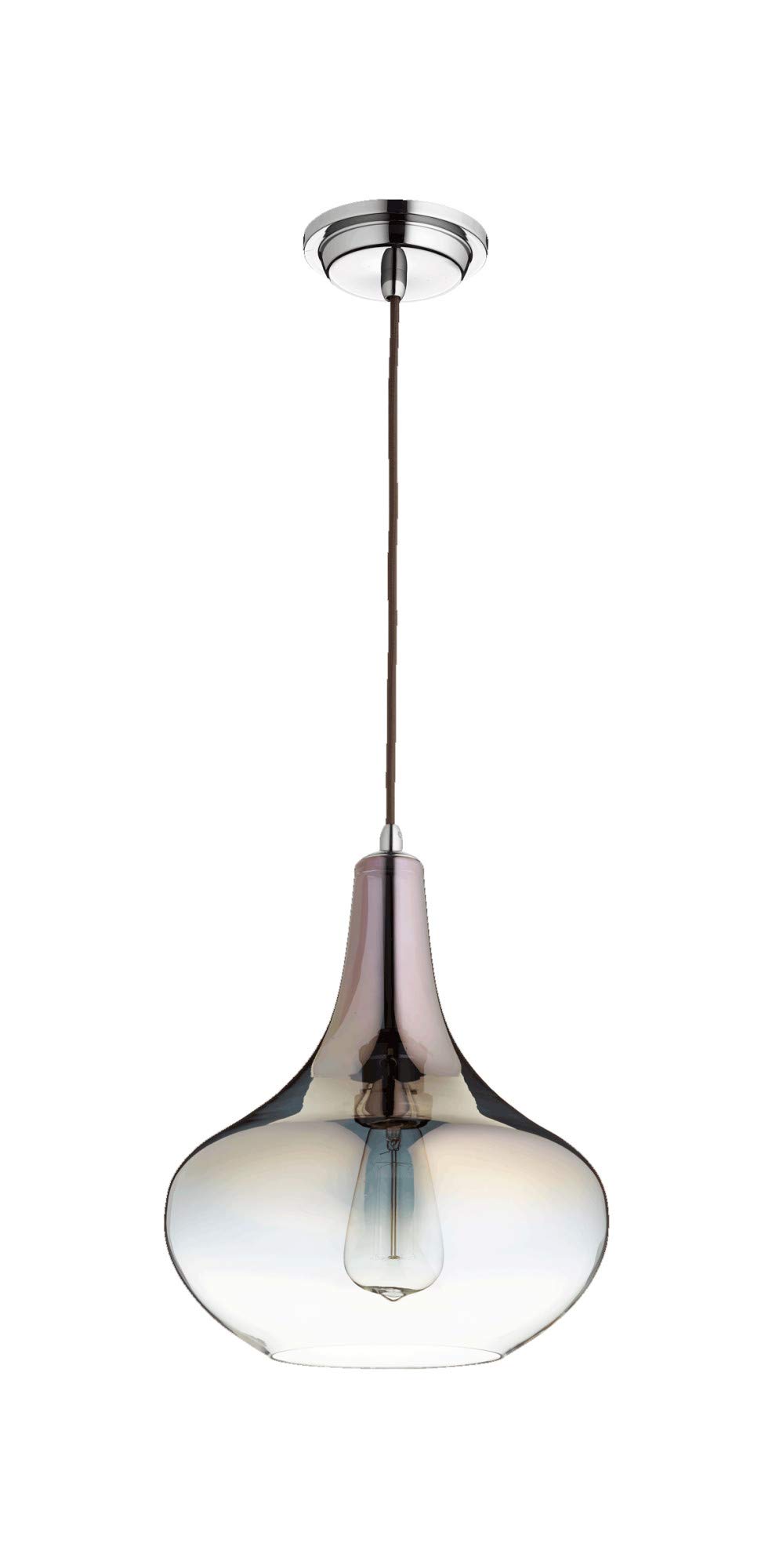 Quorum 8004-14 Chrome Finish Transitional One Light Pendant - Filament Collection for Modern Dining Room & Kitchen Island Lighting