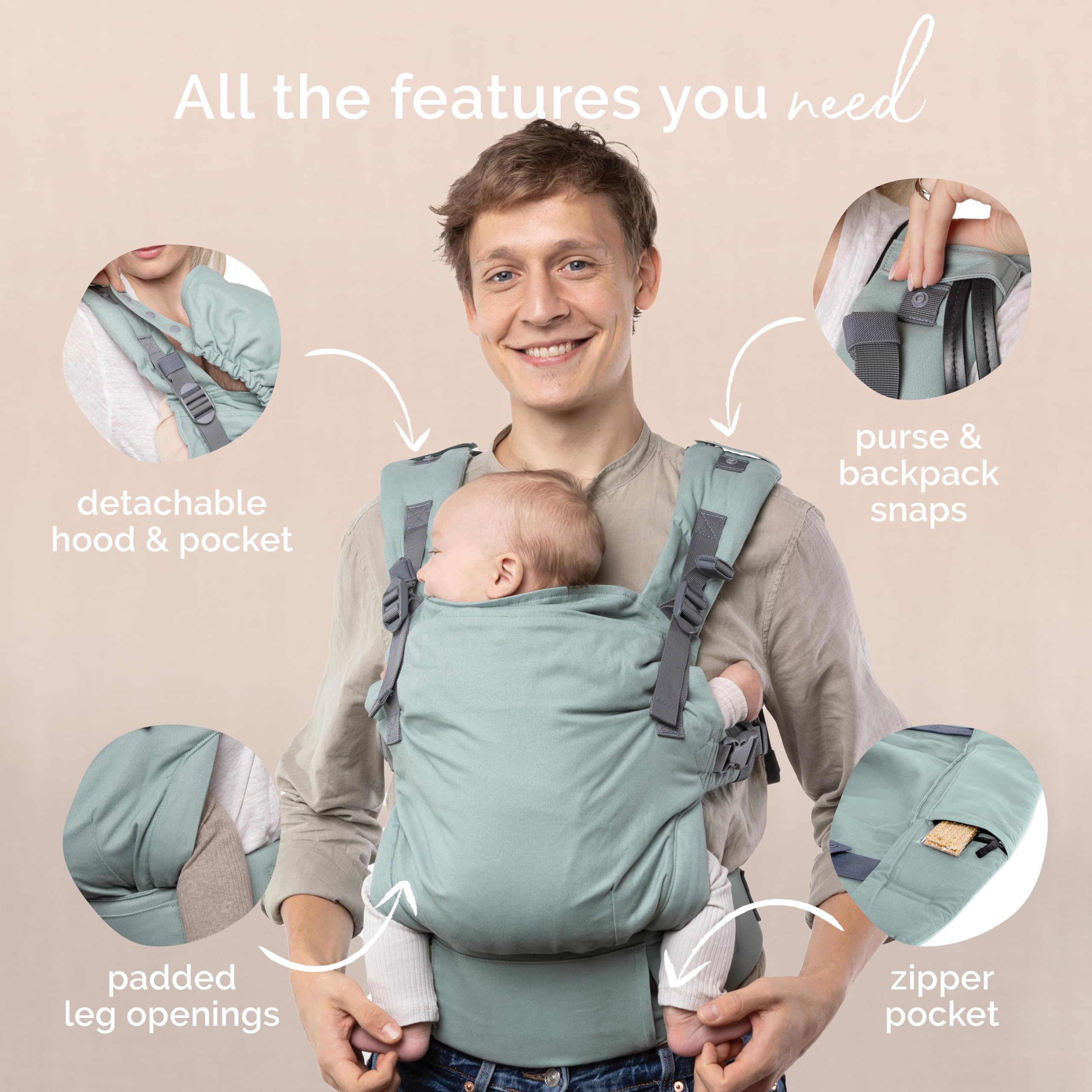 Boba X Baby Carrier for Newborn to Toddler (7-45 lbs) - Ergonomic, Hip-Healthy & Adjustable Infant Carrier - Fits Petite to Plus Size Parents - Soft Grey - Perfect for Hiking, Shopping & Hands-Free Parenting