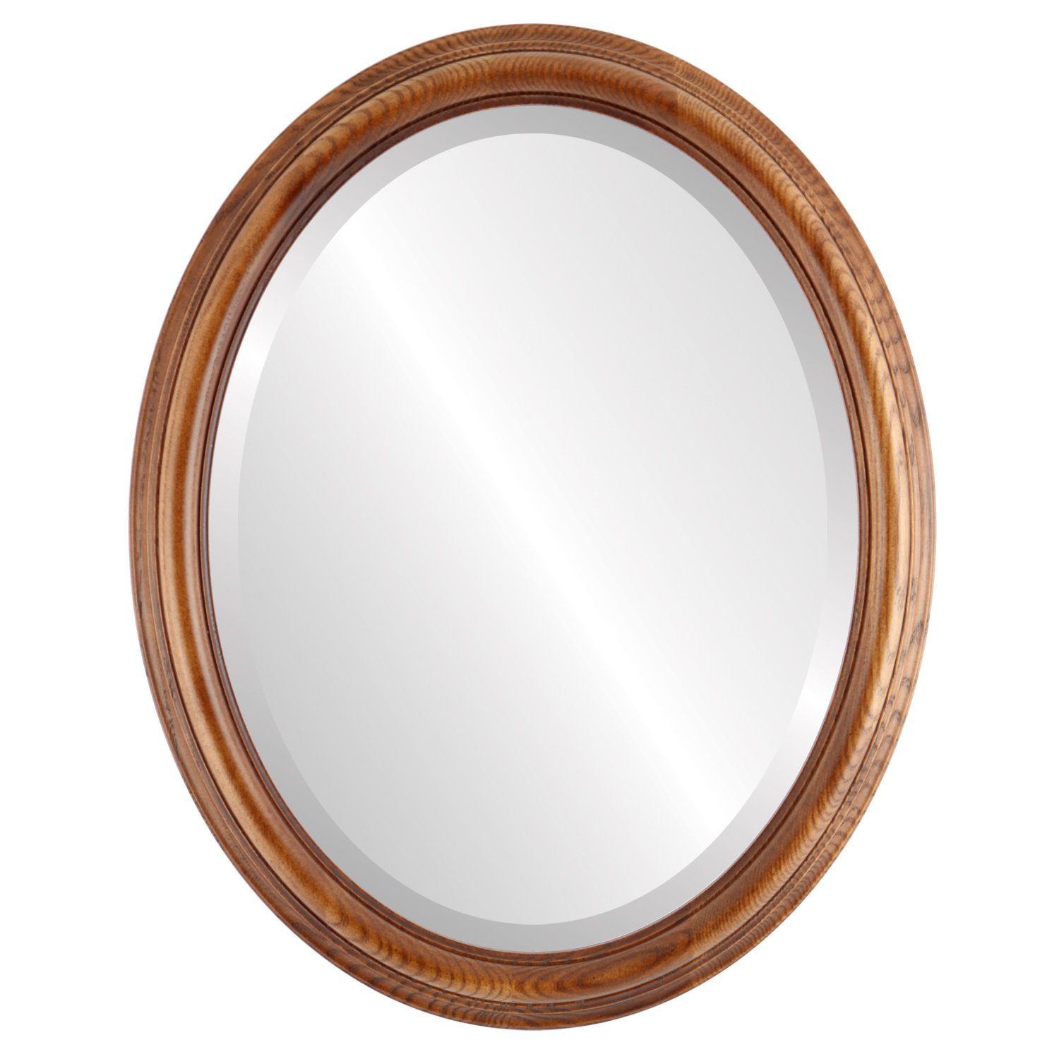 Oval Wooden Beveled Wall Mirror - Toasted Oak Frame - 19.4x23.4 Inches - Modern Home Decor for Bathroom, Vanity, Bedroom, Living Room & Hallway - Melbourne Style Mirror - Perfect for Makeup, Dressing & Wall Decoration