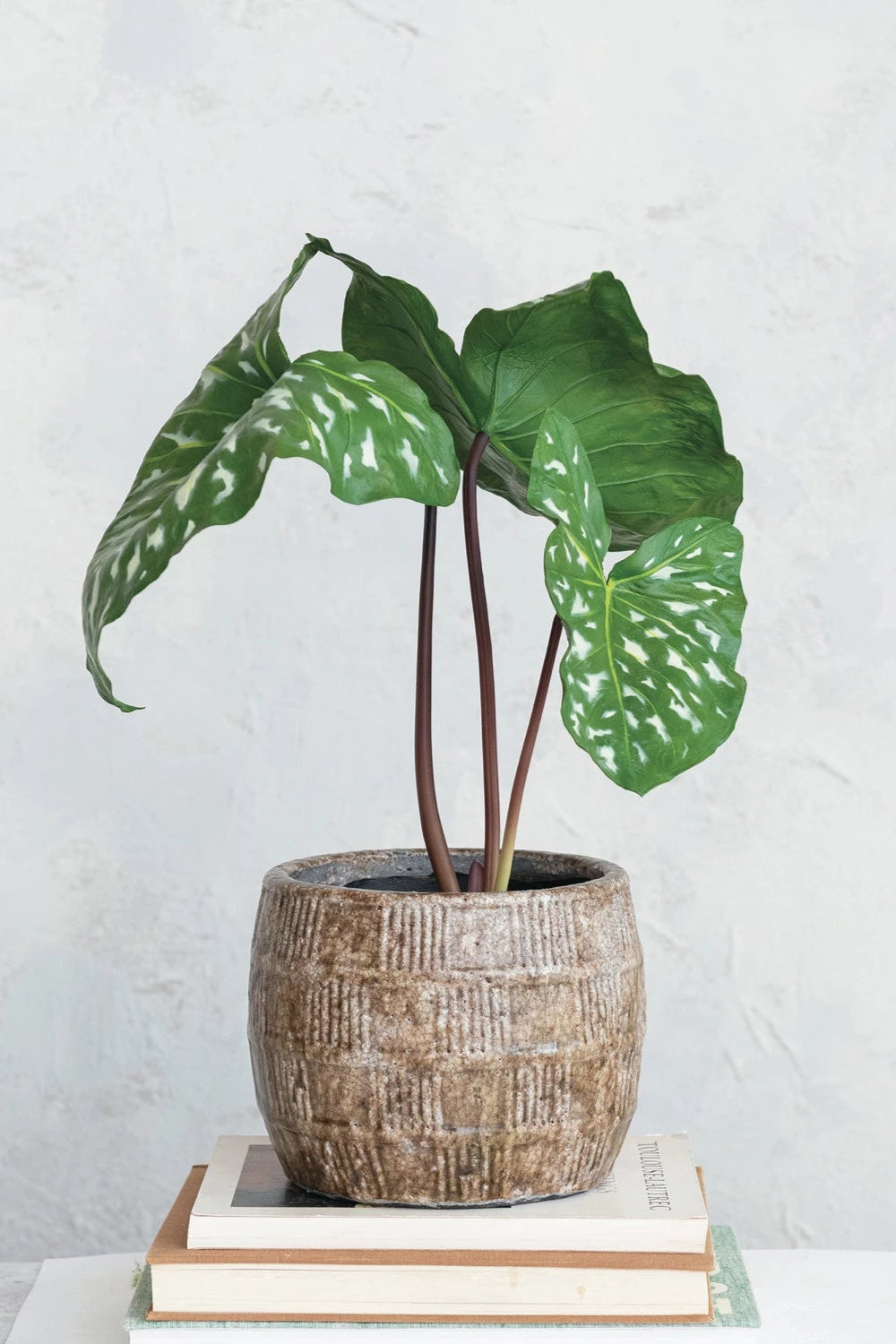 Embossed Checkered Terracotta Flower Pot - Elegant Indoor/Outdoor Plant Container for Home Garden, Patio, and Office Decor