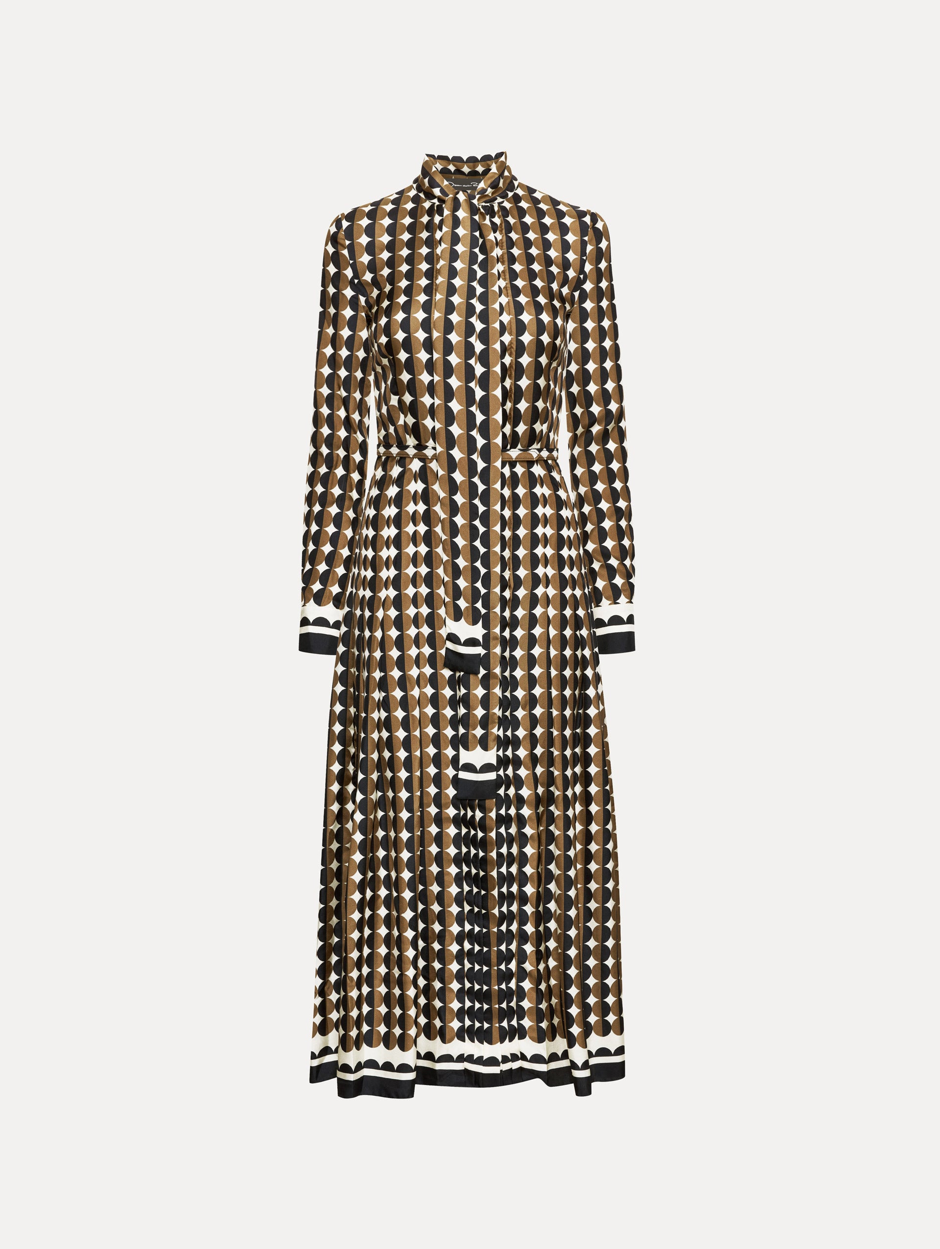 Elegant Geometric Circle Print Silk Twill Dress for Women | Flowy Summer & Evening Party Wear | Perfect for Weddings, Cocktail Events & Date Nights