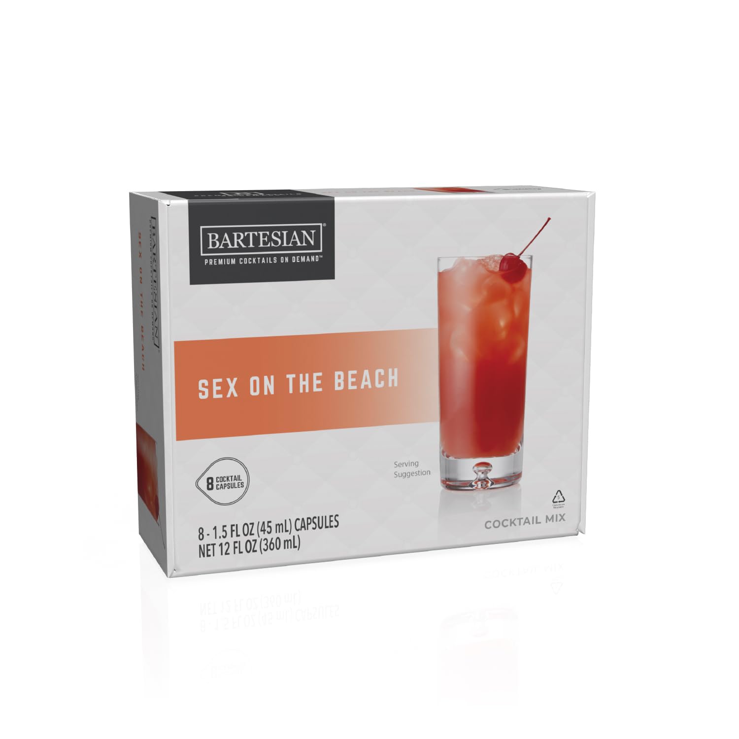 Bartesian Sex on The Beach Cocktail Mixer Capsules - Pack of 8 Premium Cocktail Pods for Bartesian Cocktail Maker (55422) | Perfect for Parties, Home Bars & Summer Entertaining