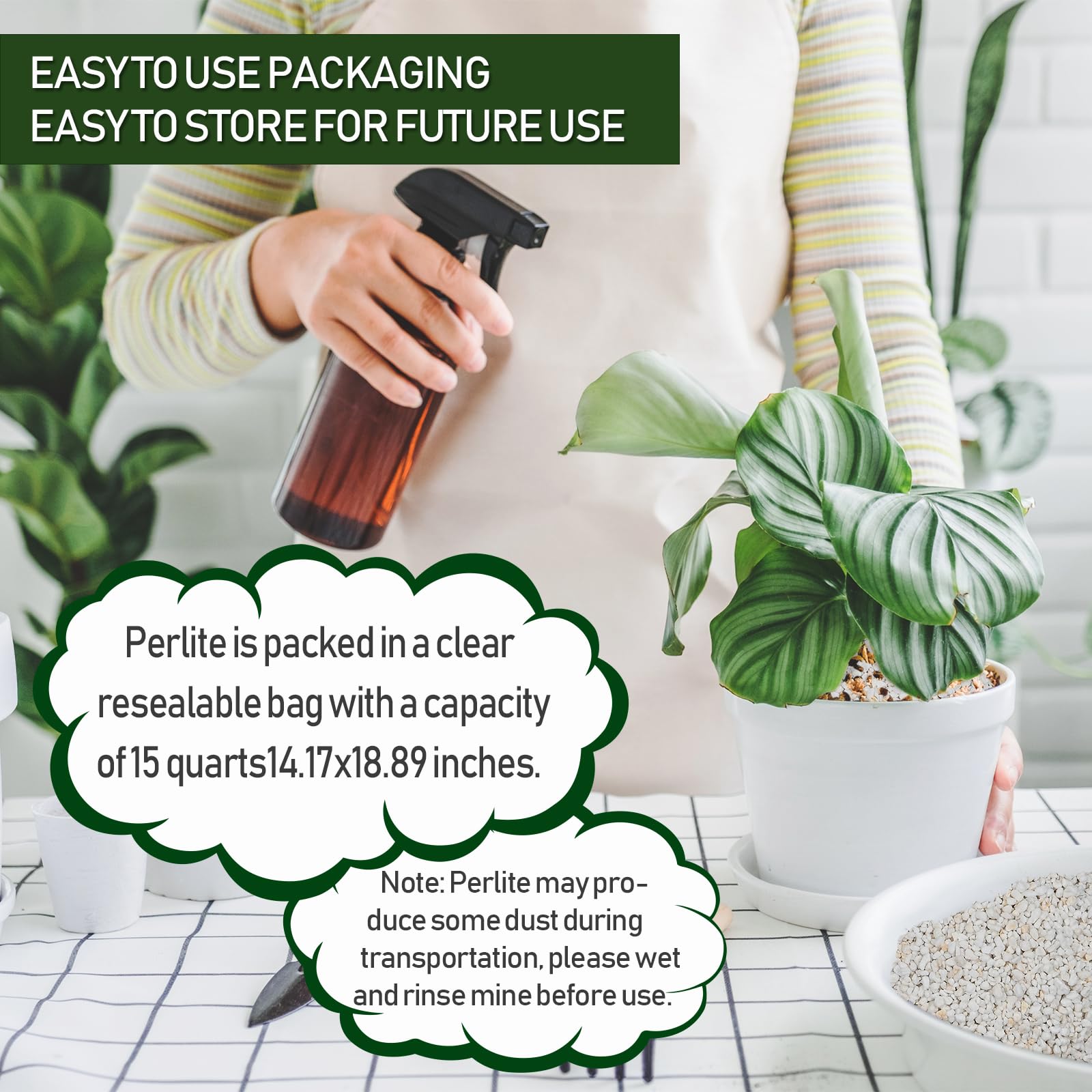 15QT Horticultural Perlite Bulk - Organic Perlite for Plants (3-6mm) | Course Perlite for Gardening, Indoor & Houseplants | Promotes Soil Aeration, Root Growth & Water Drainage | Perfect for Potting Mix, Hydroponics & Seed Starting