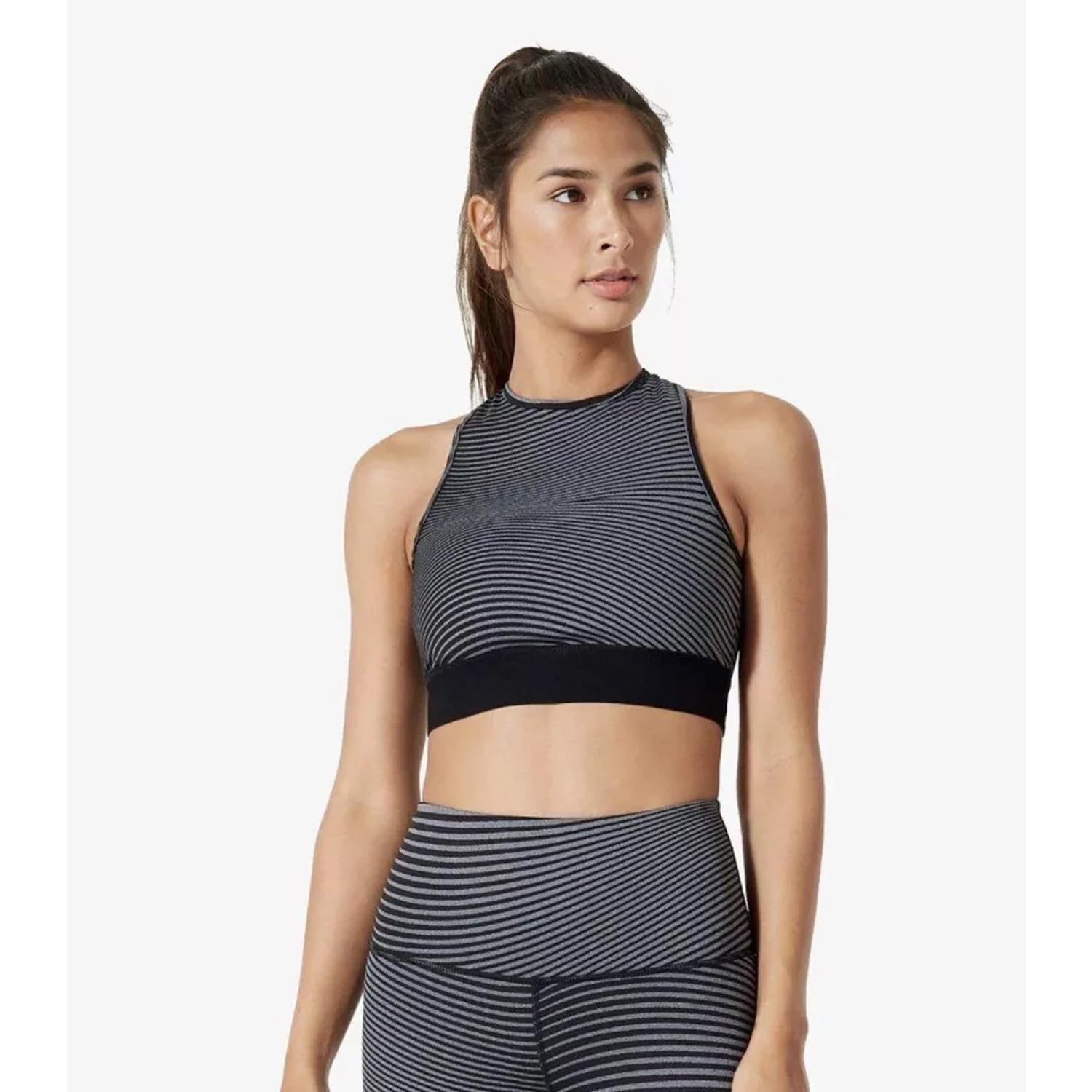 High Waist Energy Wave Reversible Leggings - Small, Black & Charcoal | Yoga, Workout & Running | Free Face Mask with Purchase