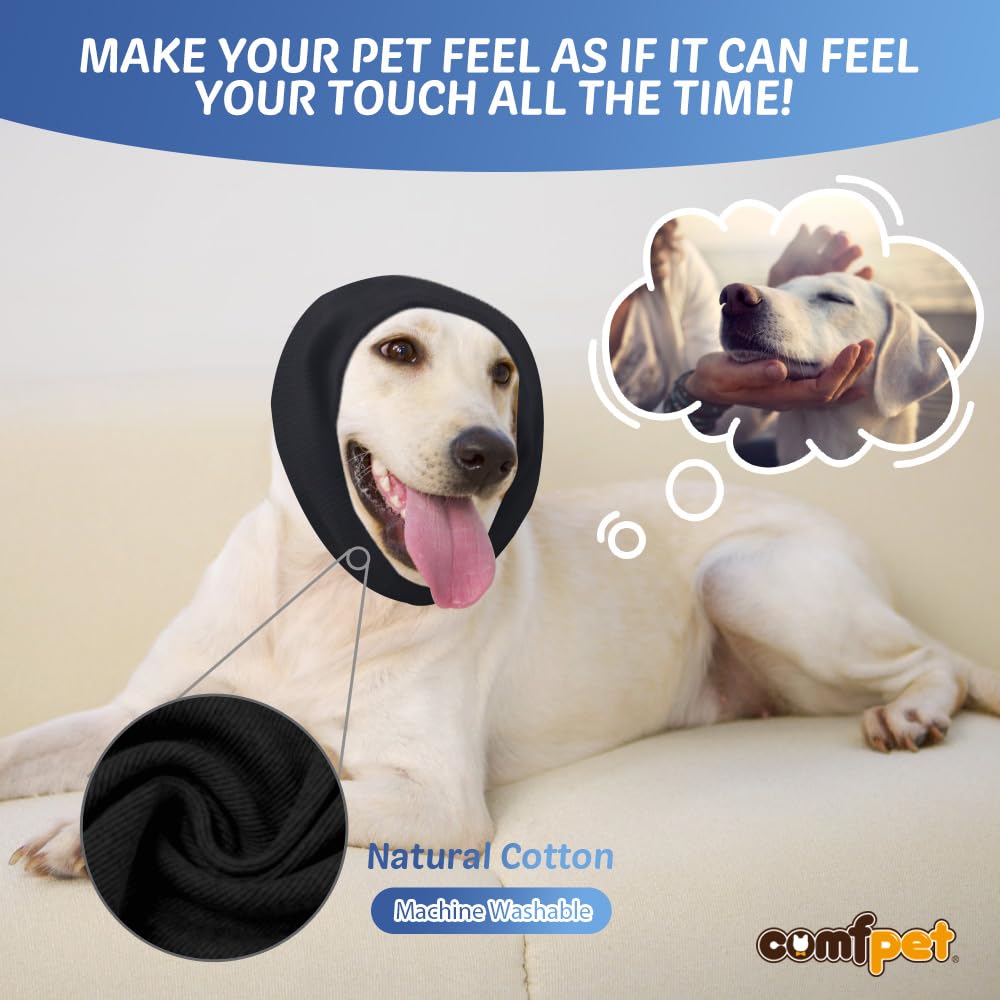 Dog Ear Wraps & Cat Ear Snoods - Anxiety Relief Noise Canceling Pet Ear Muffs for Grooming, Force Drying & Ear Hematoma Care - Calming Neck & Ear Warmer for Dogs - Perfect for Vet Visits, Grooming Sessions & Winter Walks - Black