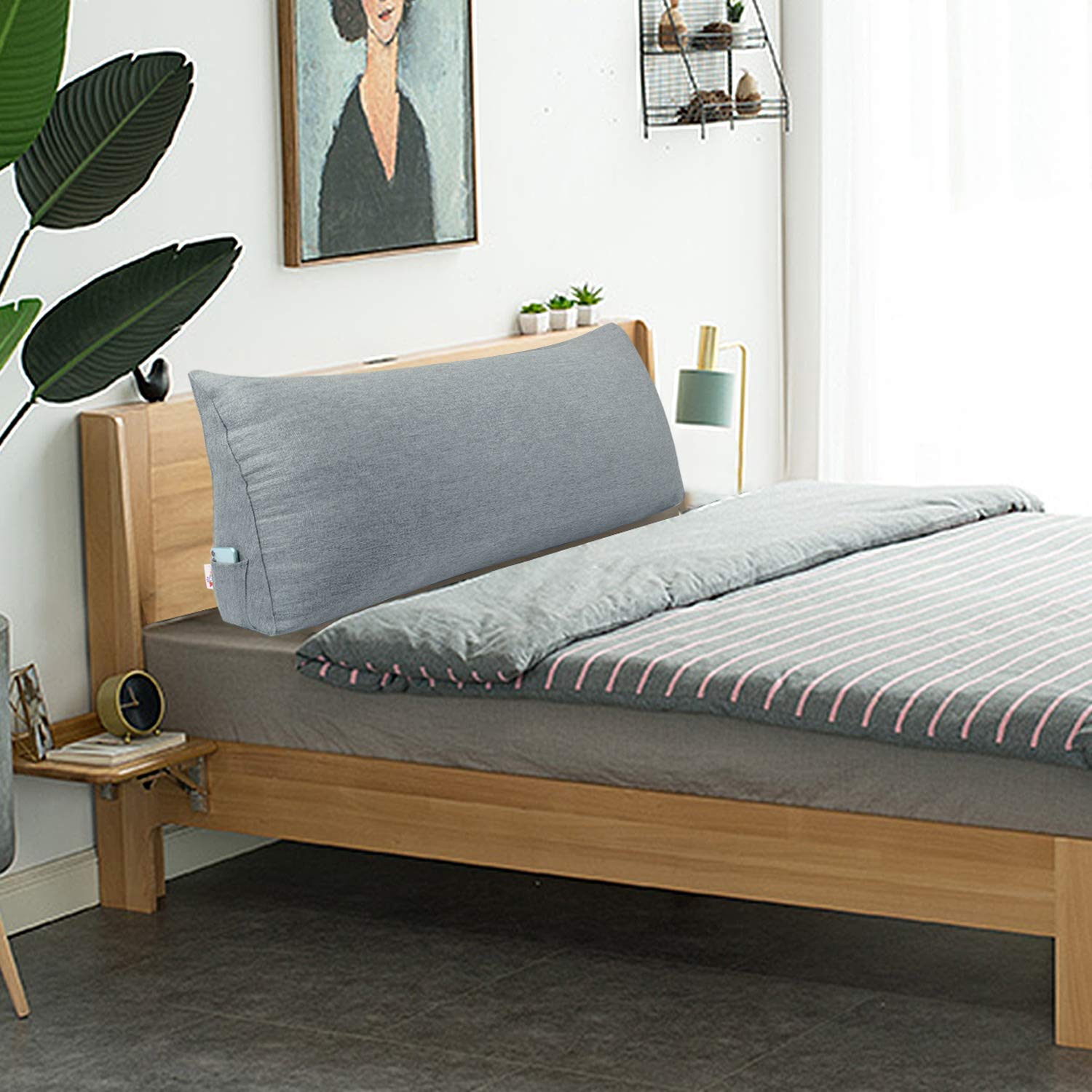 Johnear Velvet Large Headboard Pillow - No Buttons, Triangular Wedge Pillow for Bed Support, Reading & Rest, Upholstered Backrest with Removable Cover - Perfect for Back Pain Relief, Lounge Chair Support & Bedroom Decor