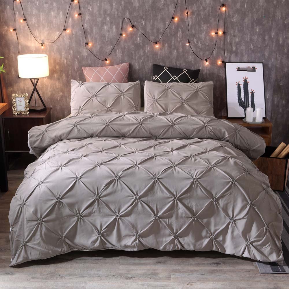 Premium Luxury Bedding Set - Queen & King Size Duvet Cover with Pillowcases, Soft & Breathable Bed Linen, 228x228cm (90x90in), Elegant Grey - Perfect for Master Bedroom, Guest Room & Hotel Style Decor