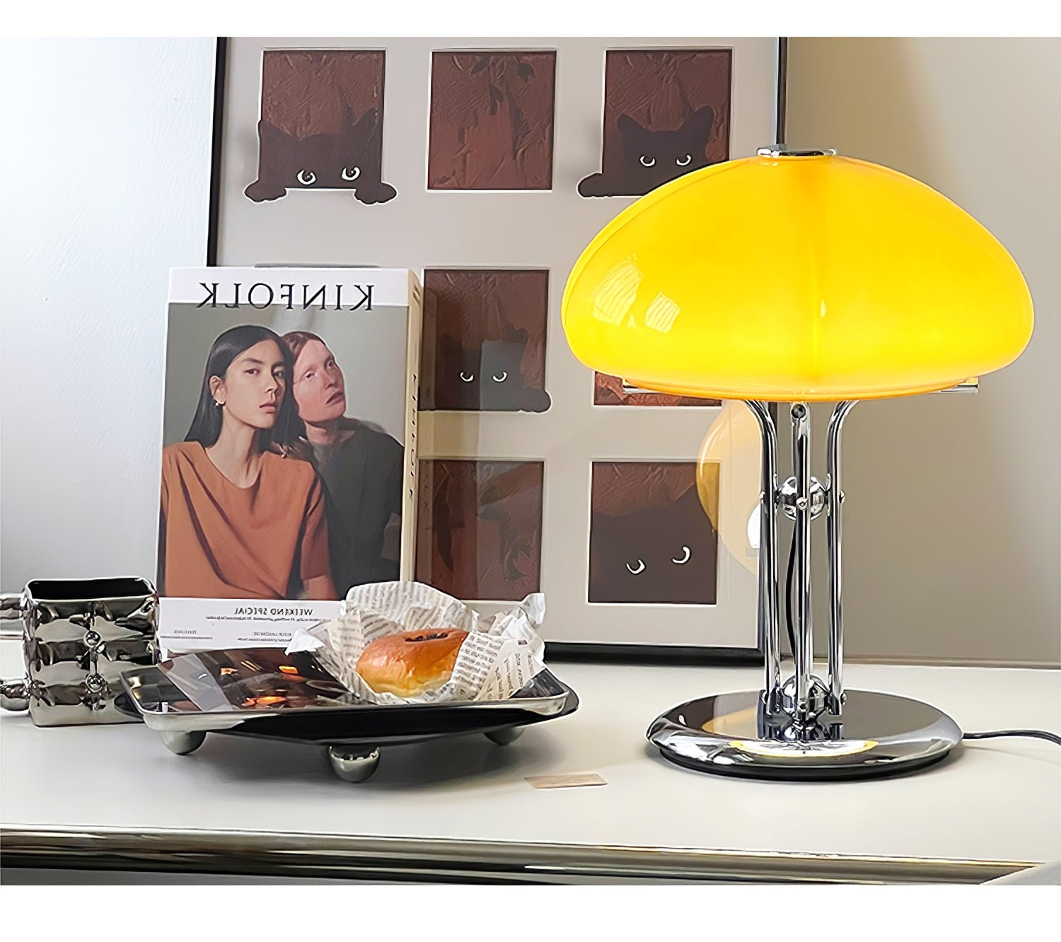 Modern Mushroom Bauhaus Table Lamp - Minimalist Design for Bedroom, Living Room & Office - Warm White LED Light for Cozy Ambience