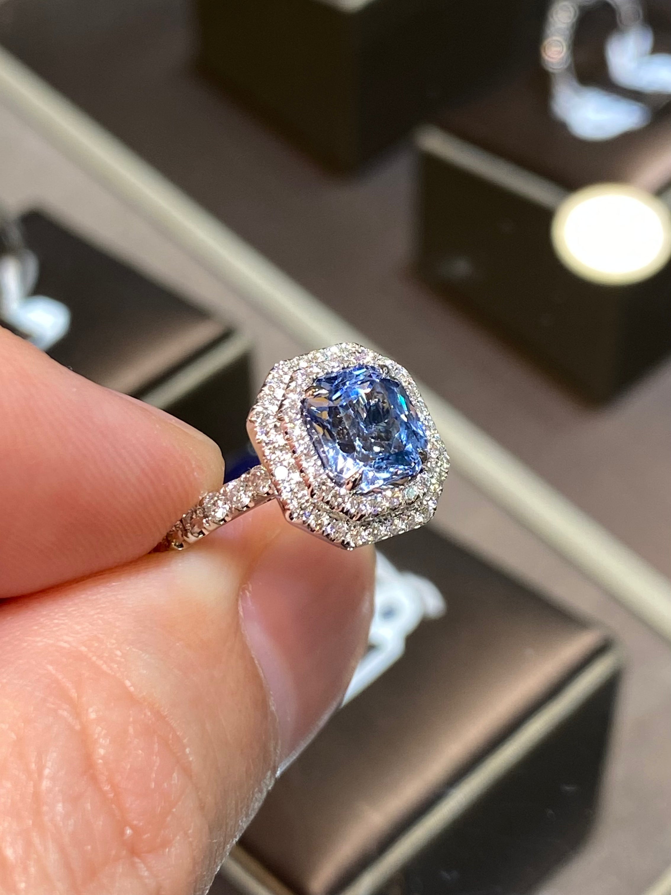 Natural Unheated Blue Sapphire 2.01ct Ring - Genuine Ceylon Sapphire Engagement Ring for Women, 925 Sterling Silver Wedding Band, Perfect for Proposals, Anniversaries & Special Occasions
