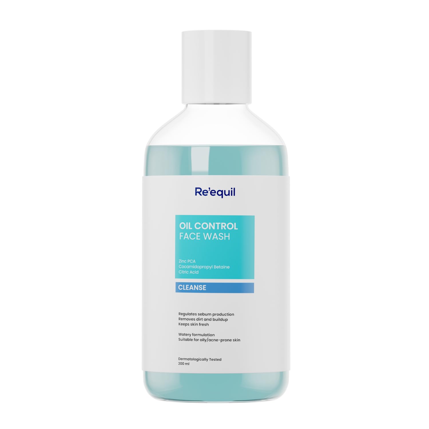 RE' EQUIL Oil Control Face Wash for Oily & Acne-Prone Skin | Sulfate-Free Cleanser with Zinc PCA to Reduce Excess Oil | Gentle Daily Facial Wash | Perfect for Morning & Night Skincare Routine | 200ml