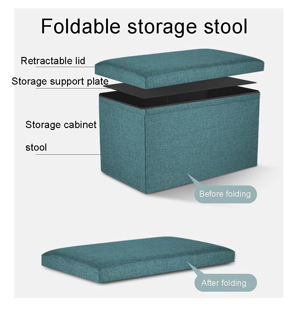 Multifunctional Storage Ottoman Bench - Foldable Footrest Stool with Hidden Storage, 38x38x38cm Orange Cube Seat for Living Room, Bedroom & Entryway - Comfortable Padded Storage Furniture for Home Organization