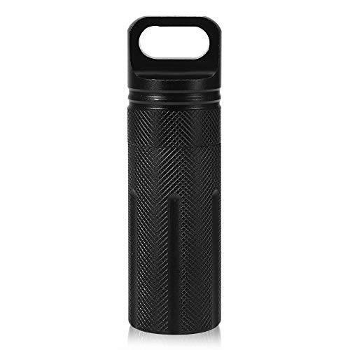 Alucy Waterproof Keychain Storage Bottle - Outdoor Small Item Container with Secure Seal - Black | Perfect for Hiking, Camping, and Travel Essentials Organization