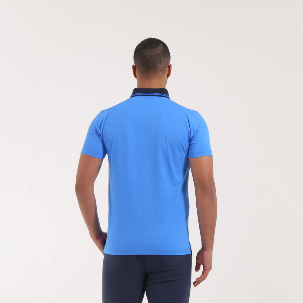 ALETTO Men's Lightweight Melange Sunblock Polo Shirt - UPF 50+ UV Protection, Breathable & Quick-Dry for Golf, Tennis & Outdoor Activities - Final Sale