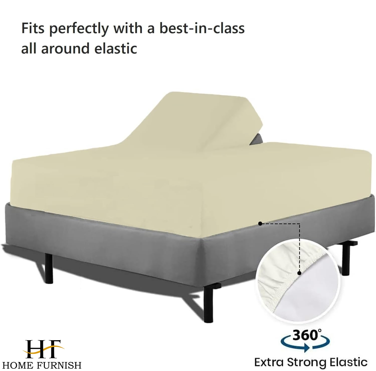 Split Queen Fitted Sheet for Adjustable Beds - 600 Thread Count 100% Cotton Half Split Sheet (28
